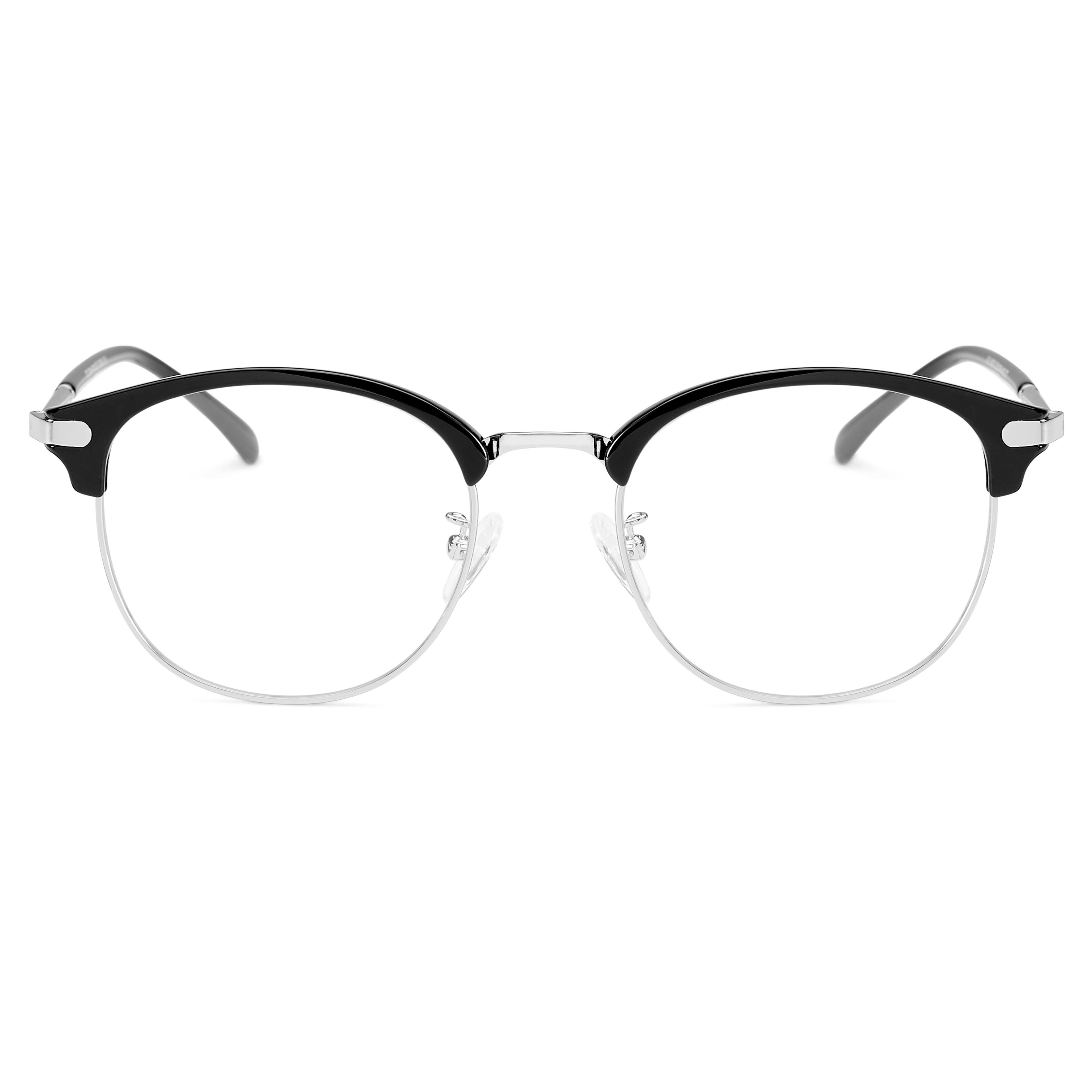 Black & Silver-Tone Classroom Clear Lens Glasses