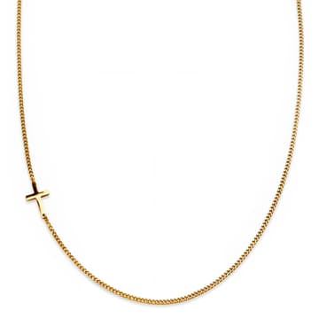 New Classics | Collier à maille gourmette en acier inoxydable doré avec pendentif croix - 2 mm New Classics | Collier à maille gourmette en acier inoxydable doré avec pendentif croix - 2 mm