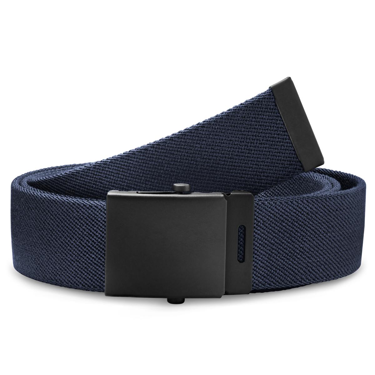 Hudson Navy Blue Automatic Elastic Canvas Belt In Stock Salt Hide hudson-navy-blue-automatic-elastic-canvas-belt-in-stock-salt-hide