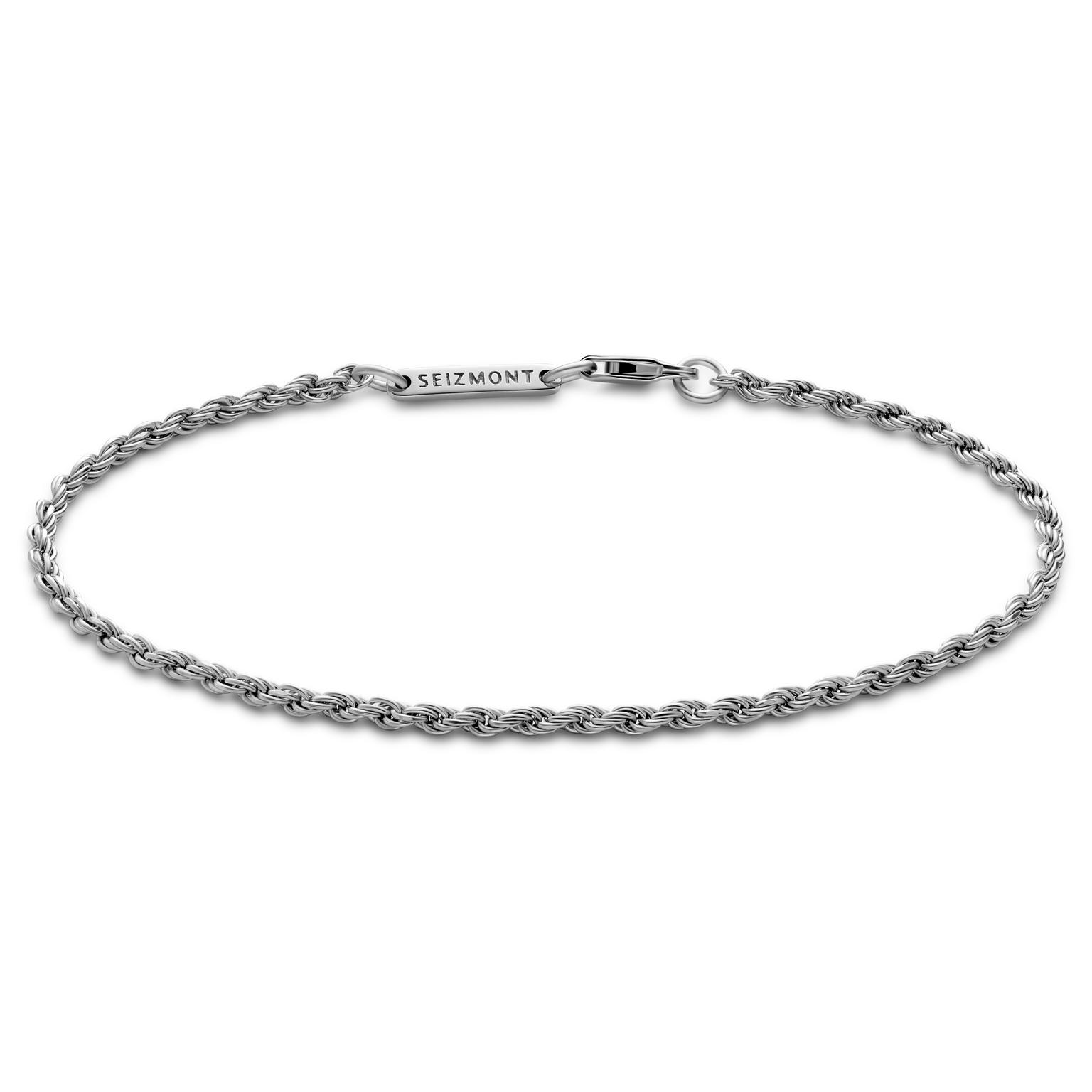 Argentia | 925s | 2mm Rhodium-Plated Sterling Silver Rope Chain Bracelet Argentia | 925s | 2mm Rhodium-Plated Sterling Silver Rope Chain Bracelet
