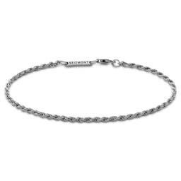 Argentia | 925s | 2mm Rhodium-Plated Sterling Silver Rope Chain Bracelet
