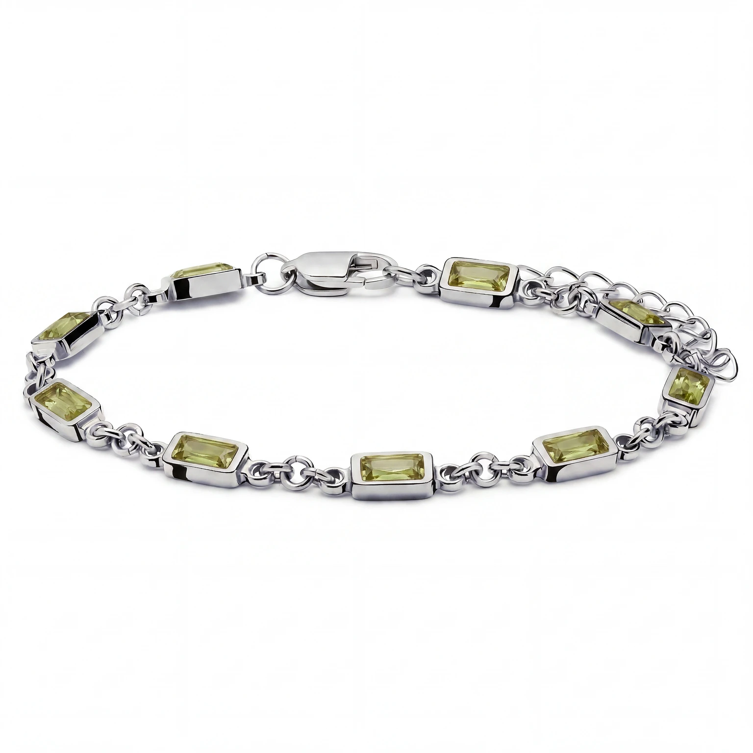 Prism | Limegrønt sølvtonet armbånd med krystallglass Prism | Limegrønt sølvtonet armbånd med krystallglass