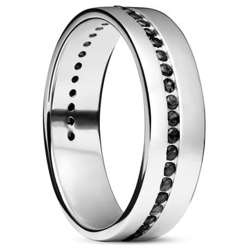Adrian | 6 mm 925 Sterling Silver With Black Lined Zirconia Ring