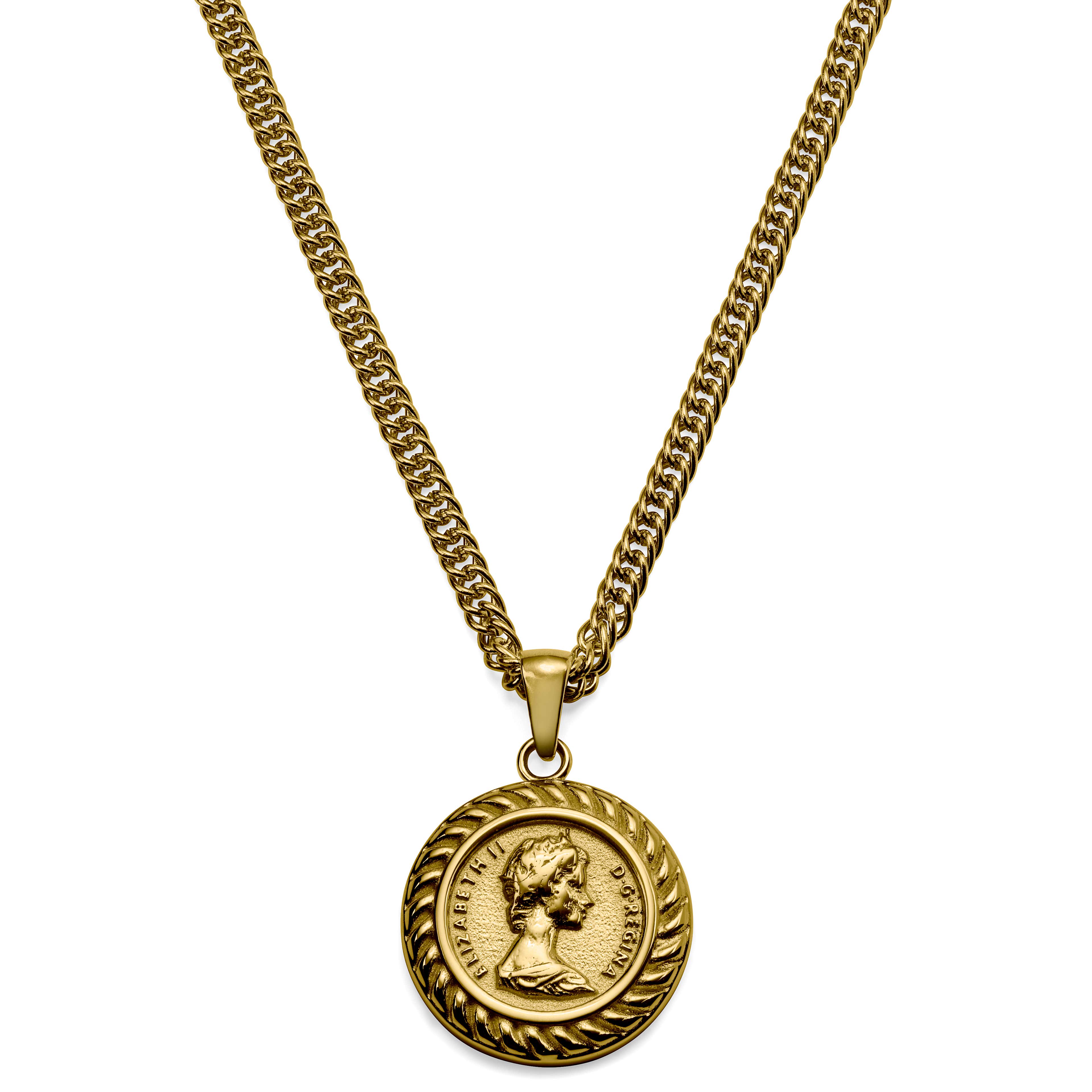 Sanctus | Vintage náhrdelník Alžběta II zlaté barvy