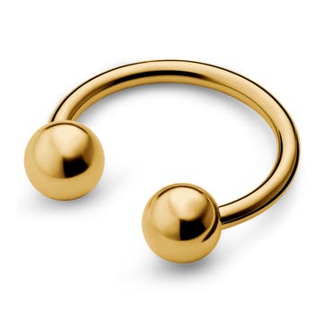 10mm piercing podkova s kuličkami z titanu zlaté barvy