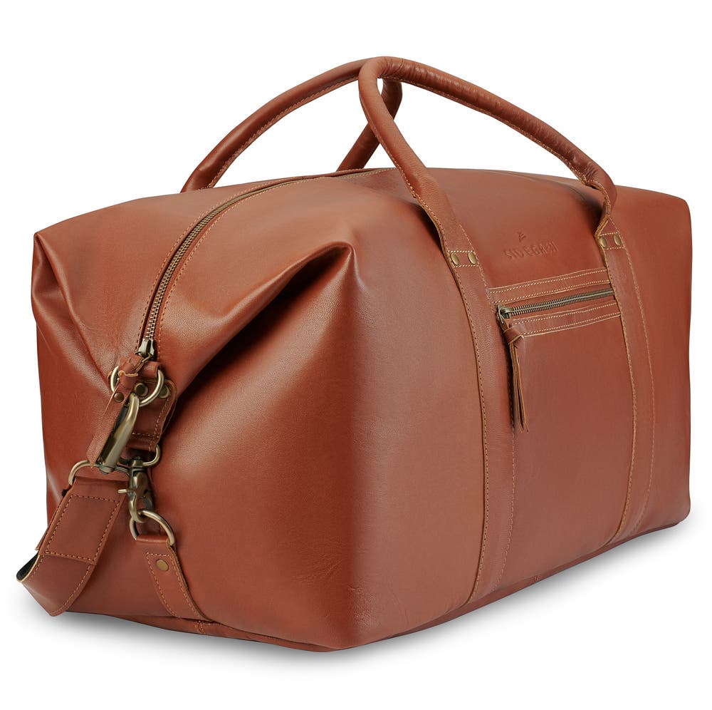 hover: Fidei | Mocha Full Grain Goat Leather Travel Bag hover: Fidei | Mocha Full Grain Goat Leather Travel Bag