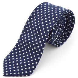 Navy Blue & White Stars Polyester Tie