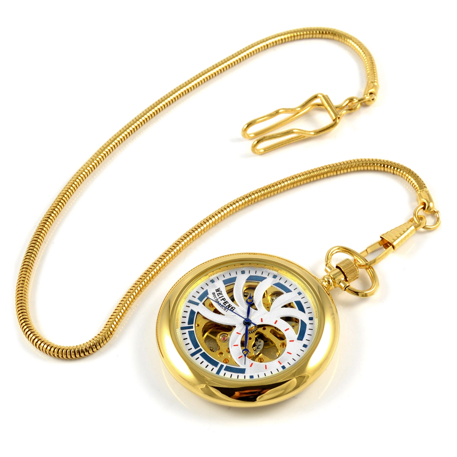 Mechaniczny zegarek kieszonkowy w złotym kolorze - 1