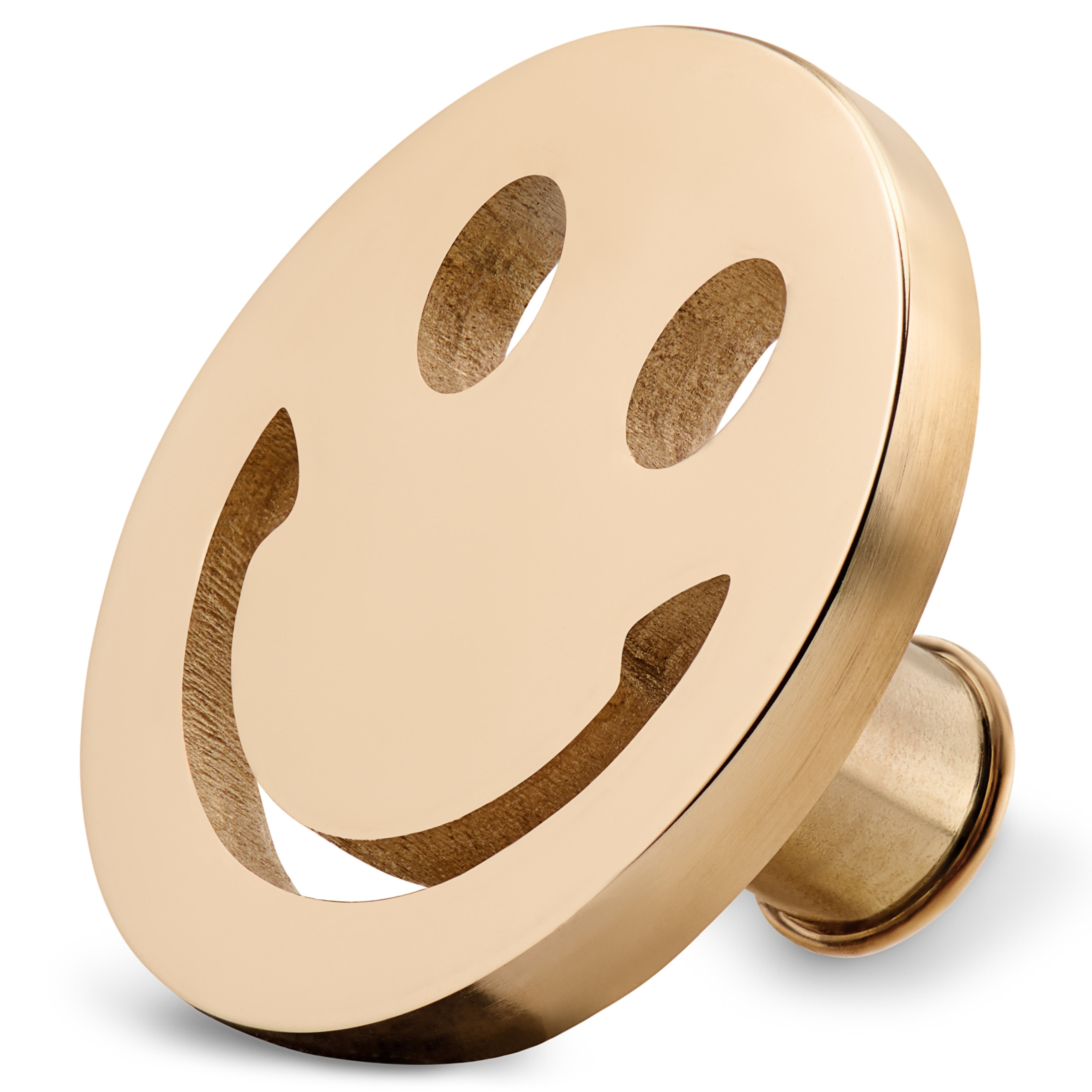 Adorno para correa de reloj con emoji de smiley de acero inoxidable dorado