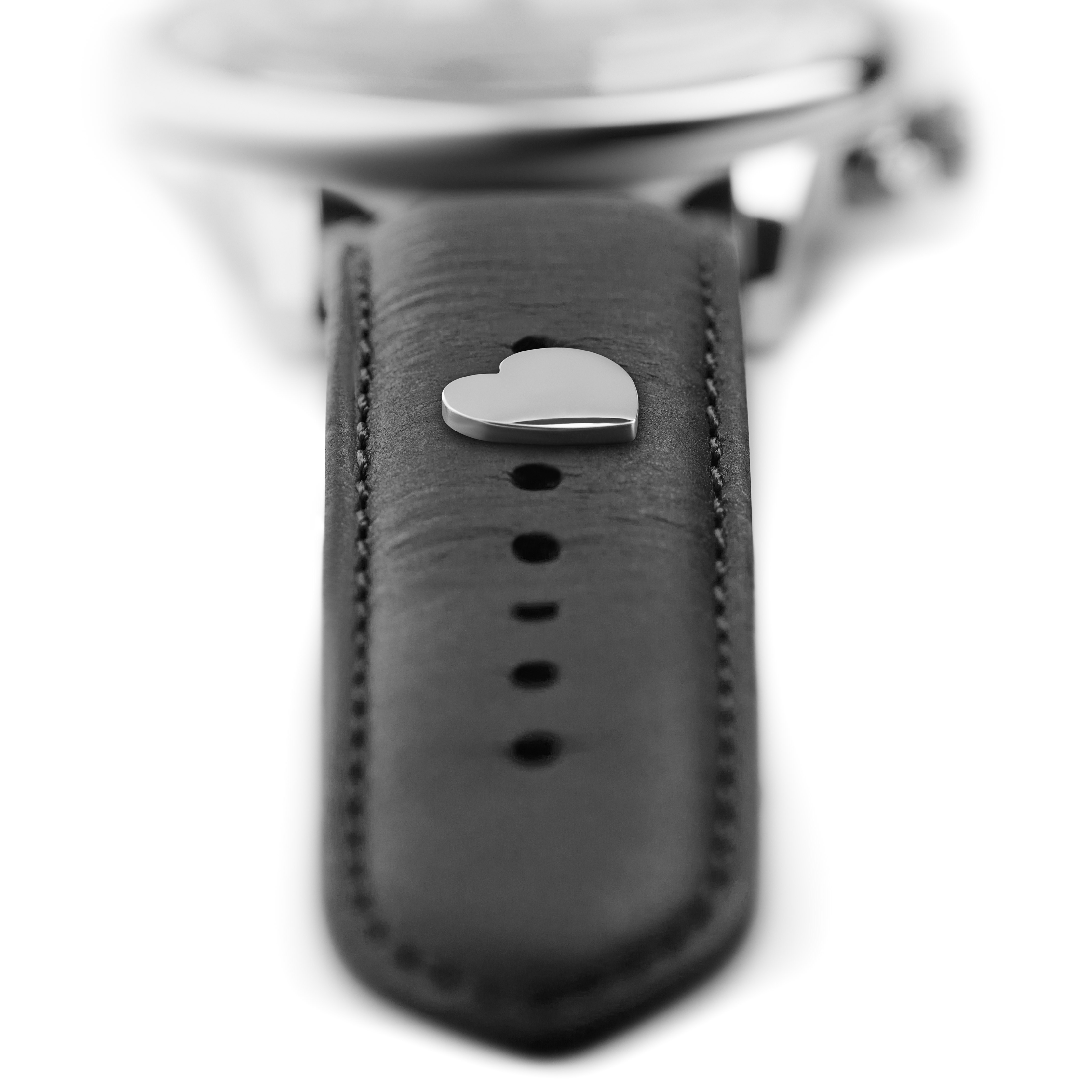 Pendentif pour montre Le coeur en acier inoxydable argenté  - 3