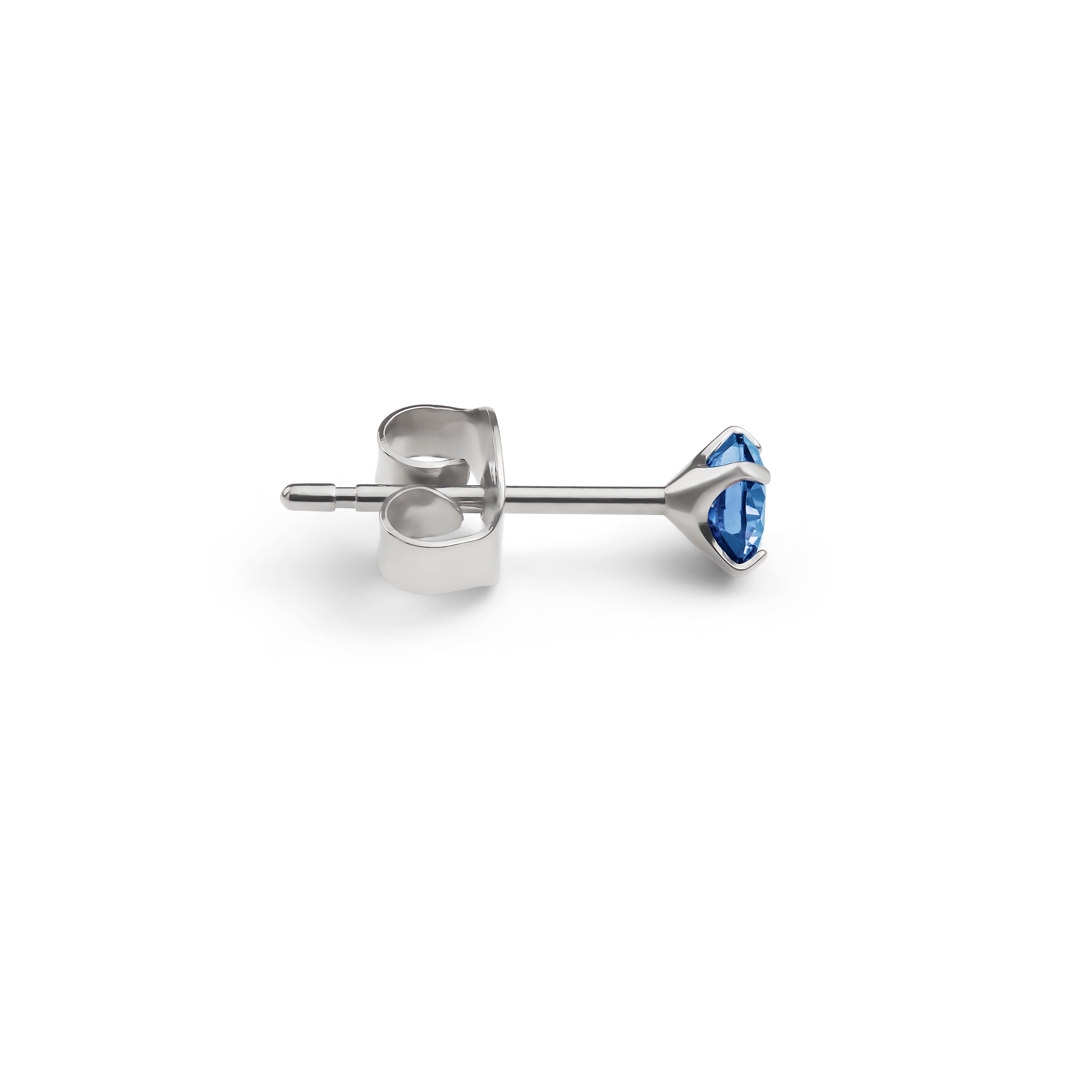 Aura | 4 mm pendiente de botón de titanio con circonita azul - 2