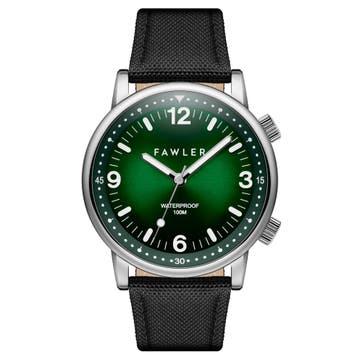 Acero | Srebrzysto-zielony zegarek do nurkowania ze stali nierdzewnej