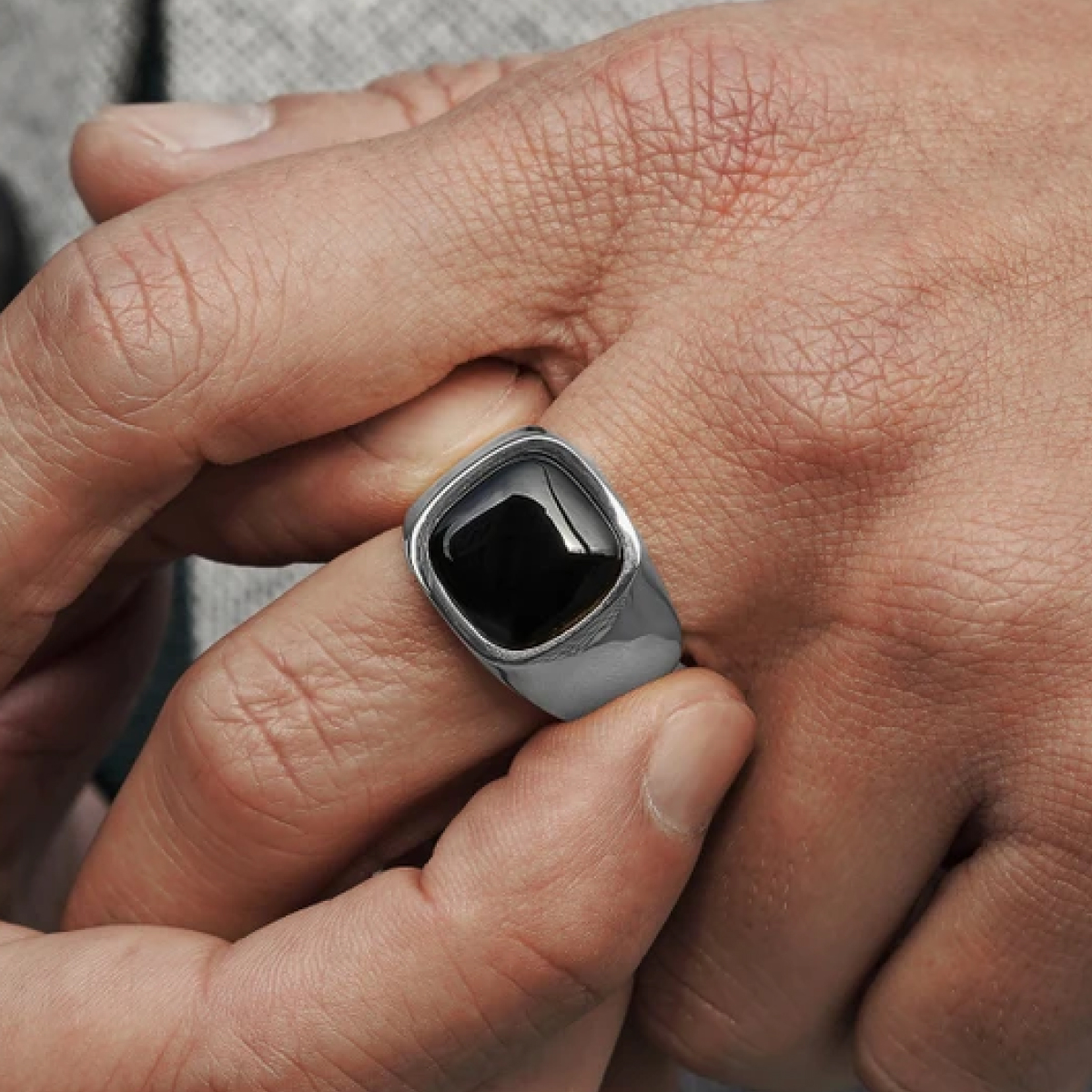 Stone ring on cloth