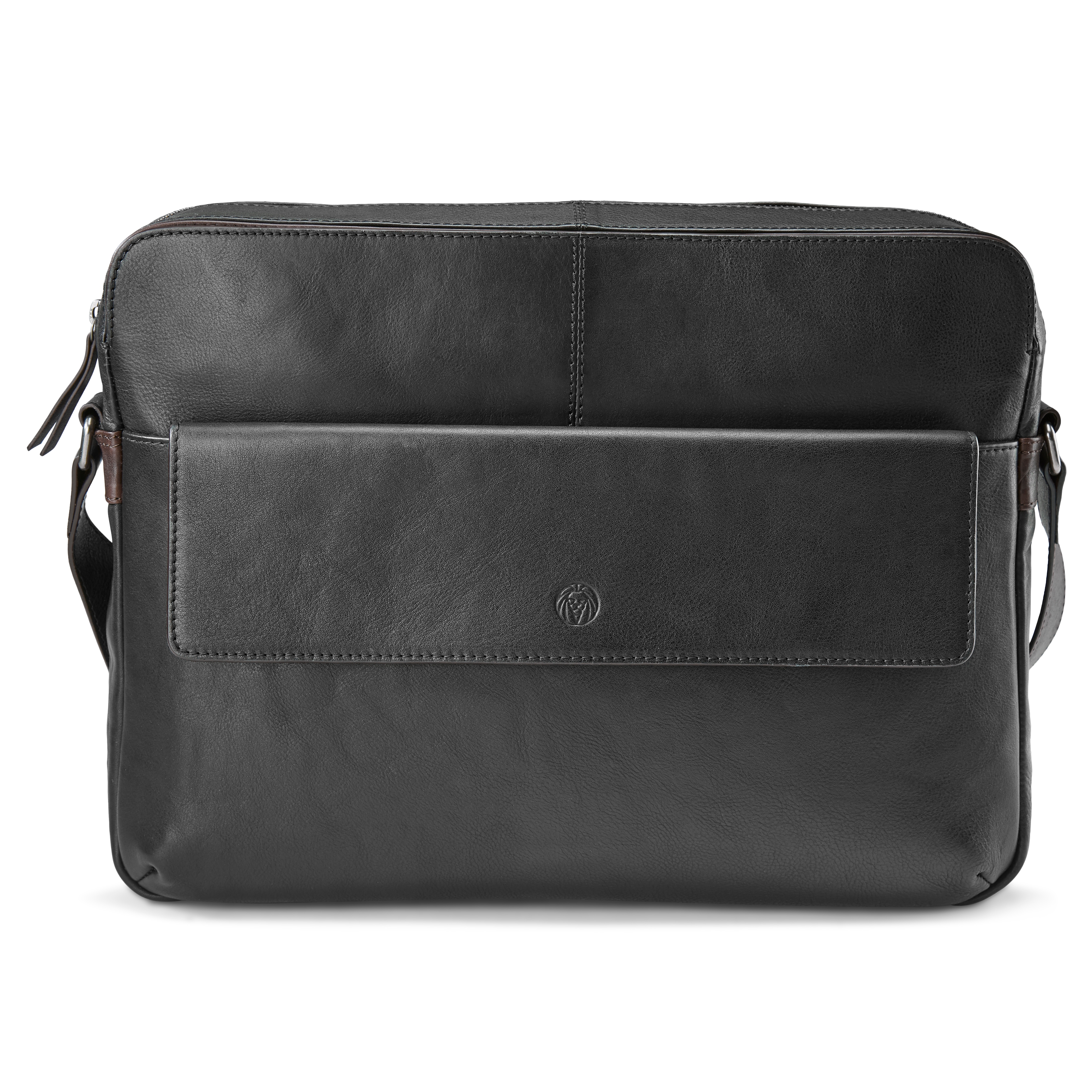 Lavi Zwarte & Donkerbruine Lederen Messengerbag - 2