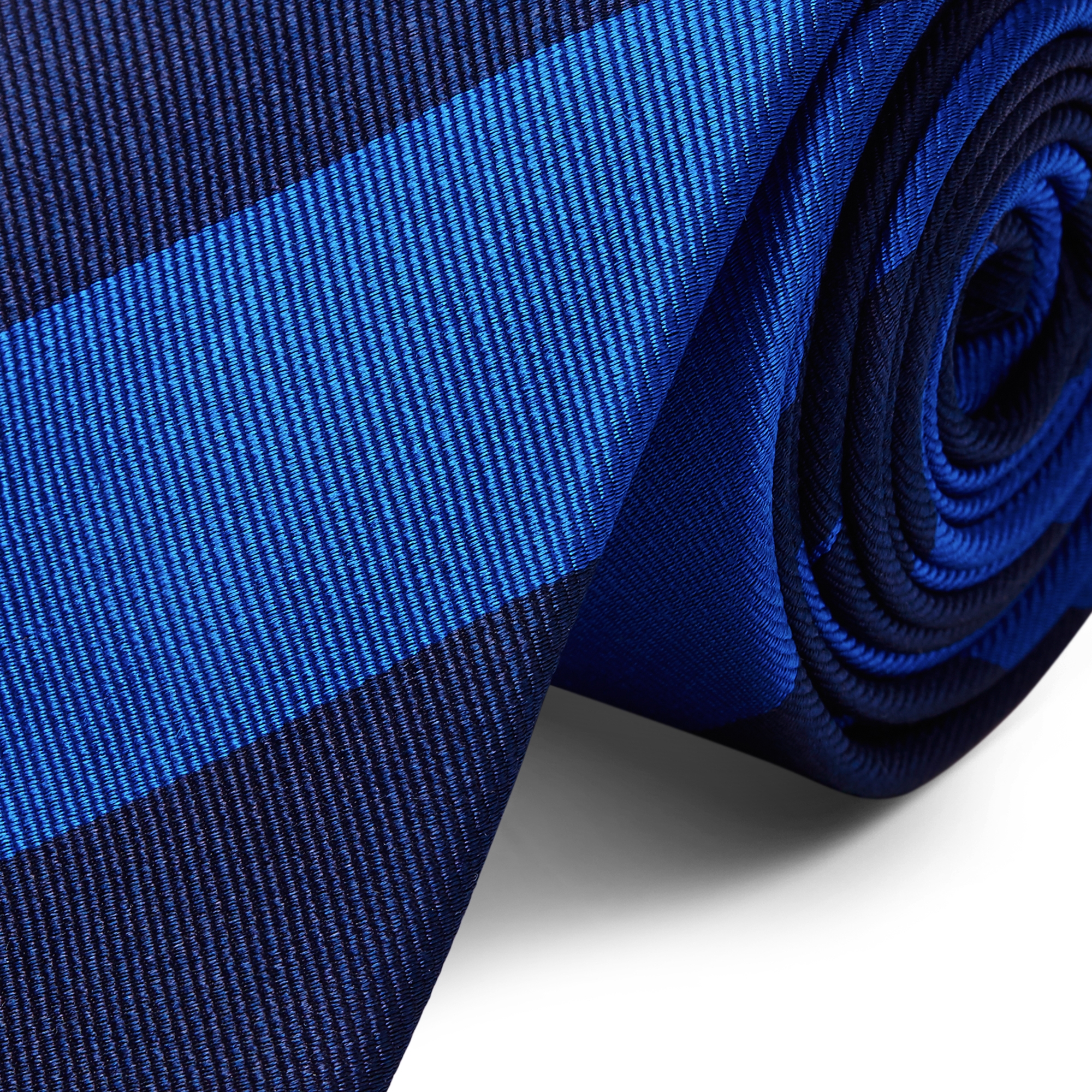 Royal & Navy Blue Bold Diagonal Striped Silk Tie - 2