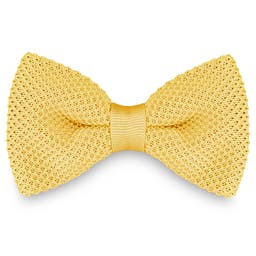 Soft Yellow Knitted Pre-Tied Bow Tie