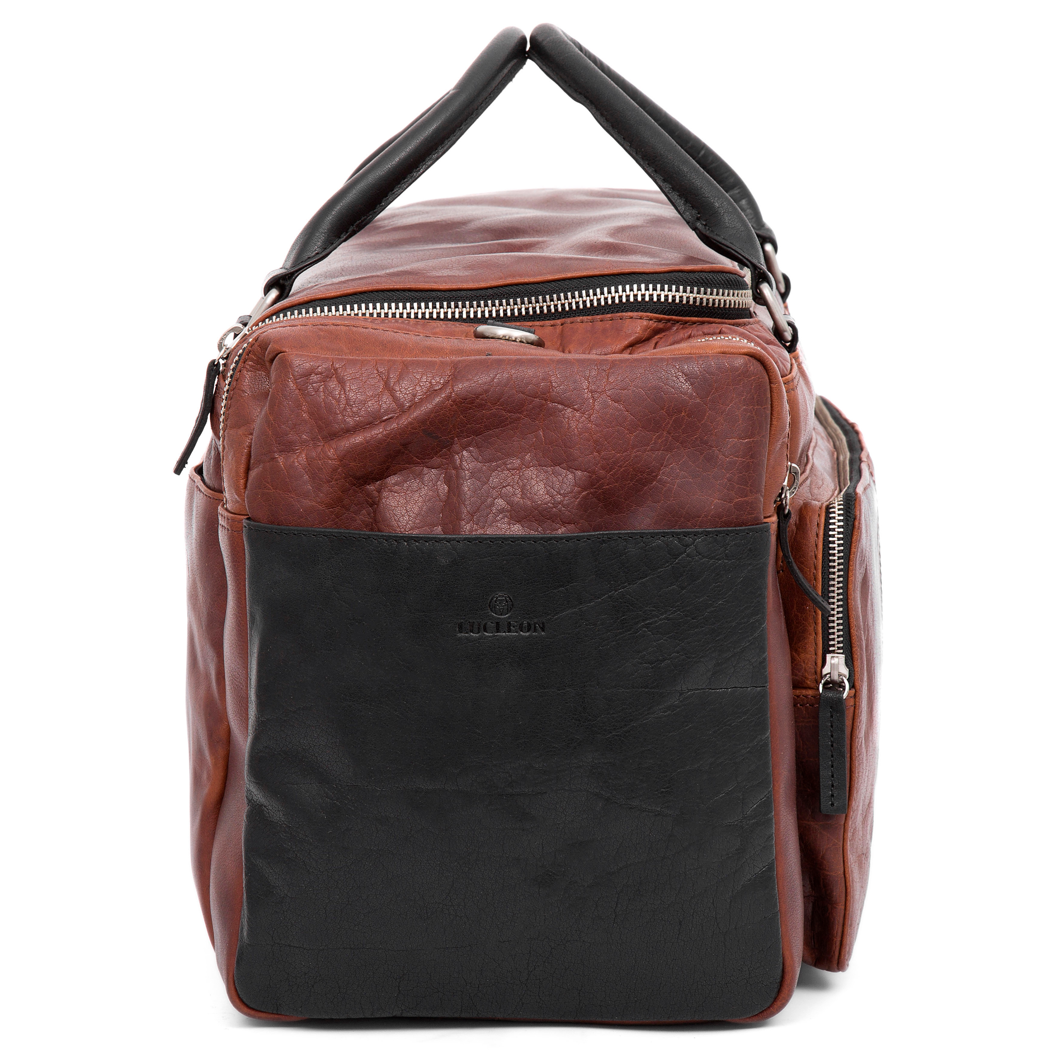 Montreal Tan & Black Leather Travel Bag - 6