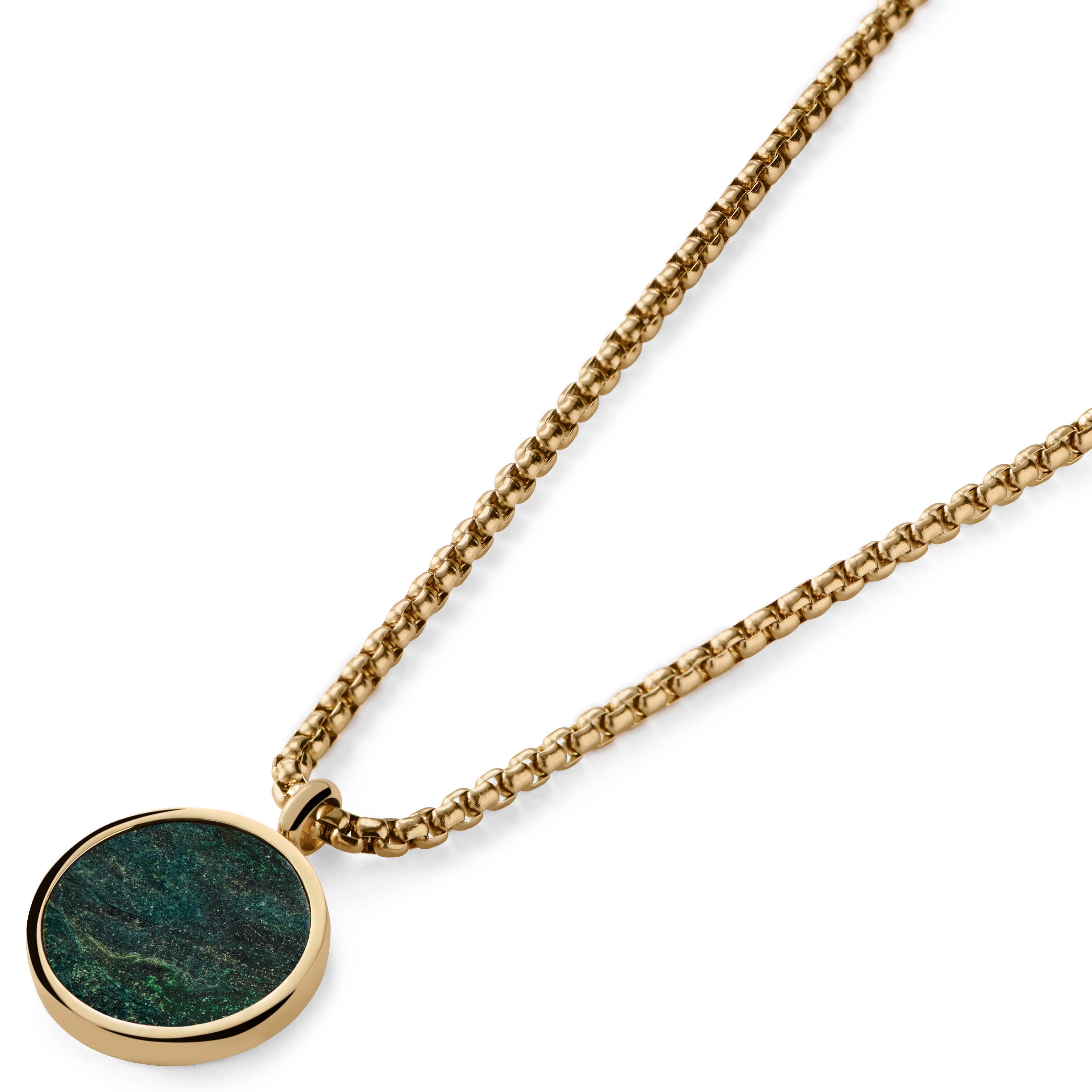 Orisun | Collar con colgante redondo de jade africano dorado - 4