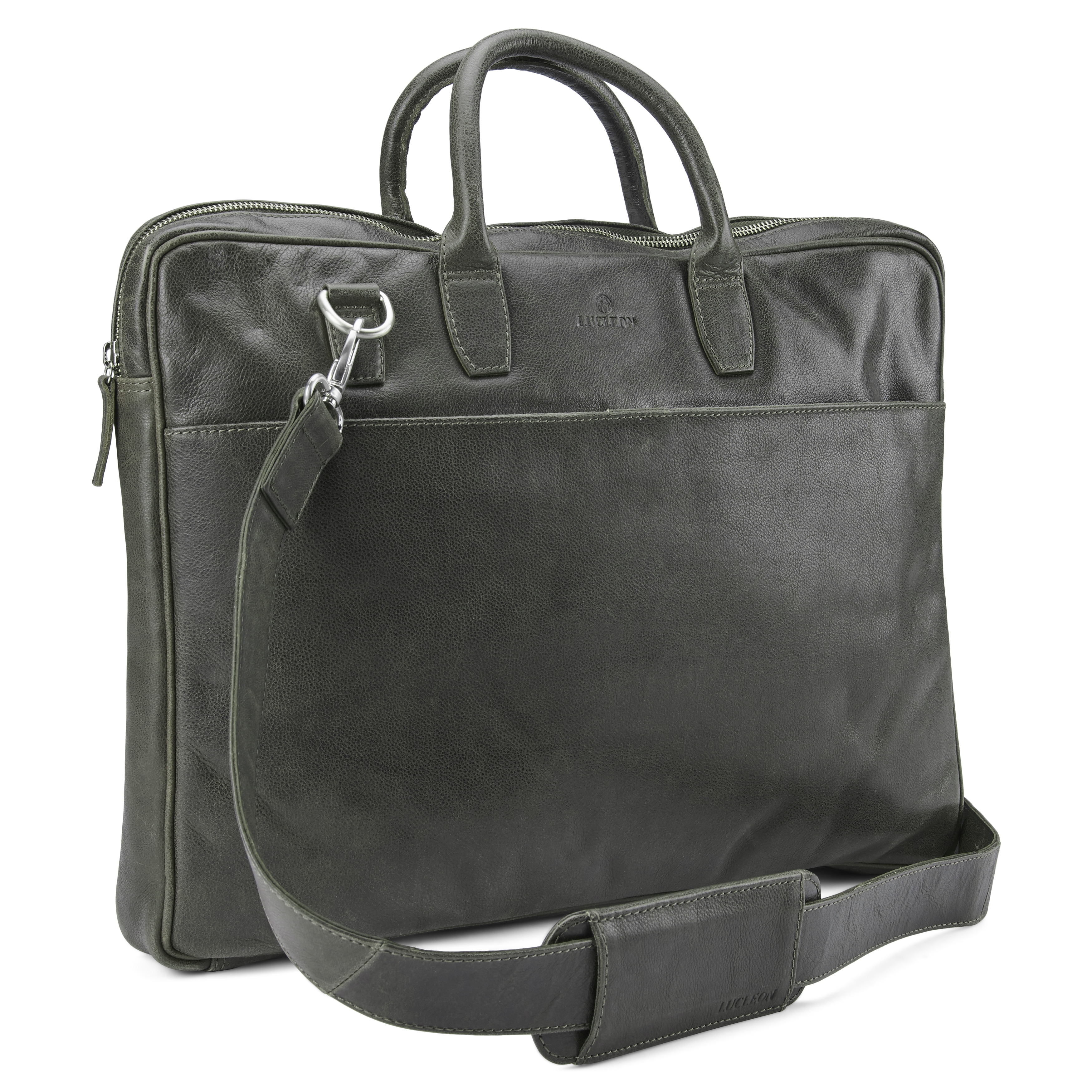 Borsa Licio Executive in pelle marrone-grigio per portatile da 17'' - 10