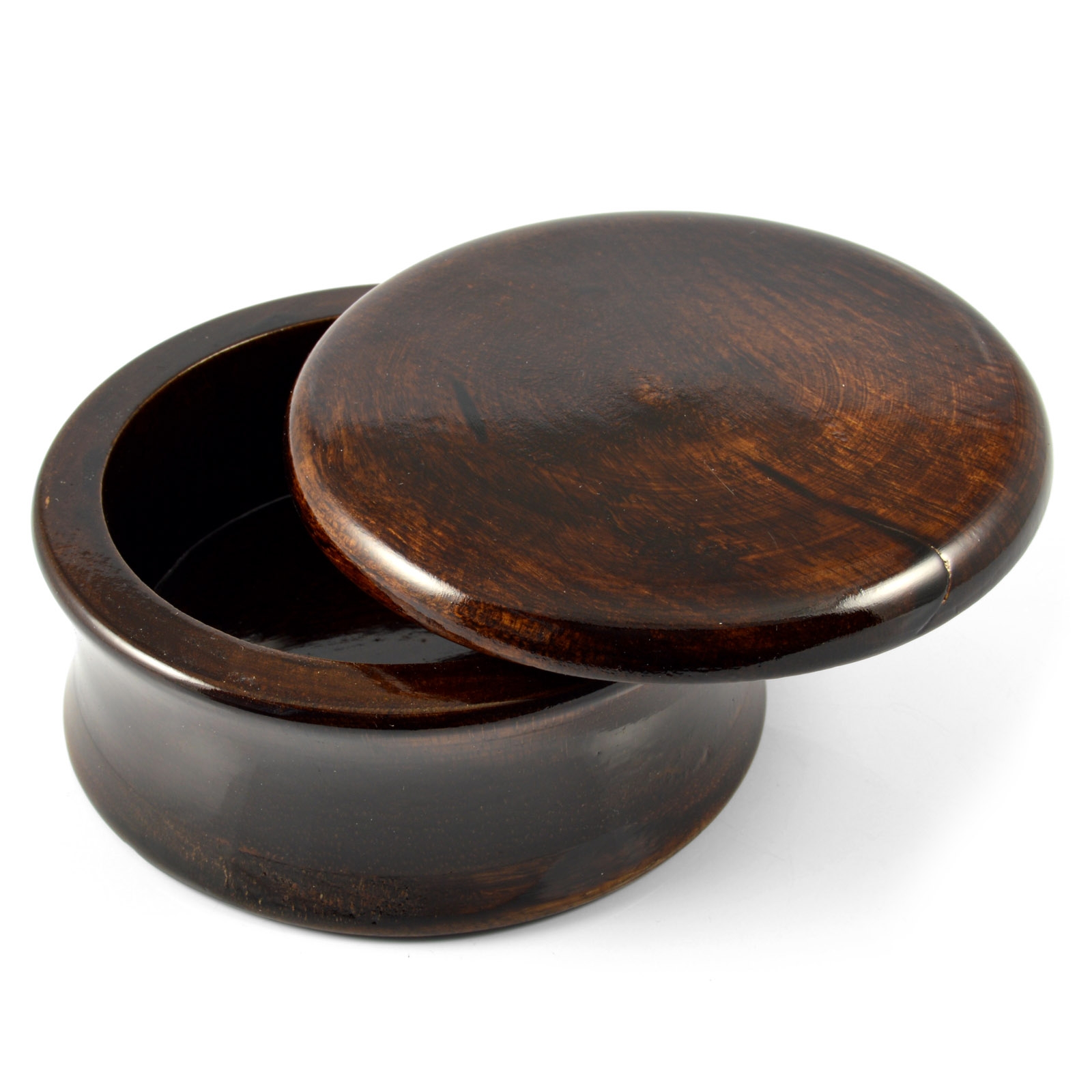 Braun lakierte Rasierschale aus Mangoholz - 2