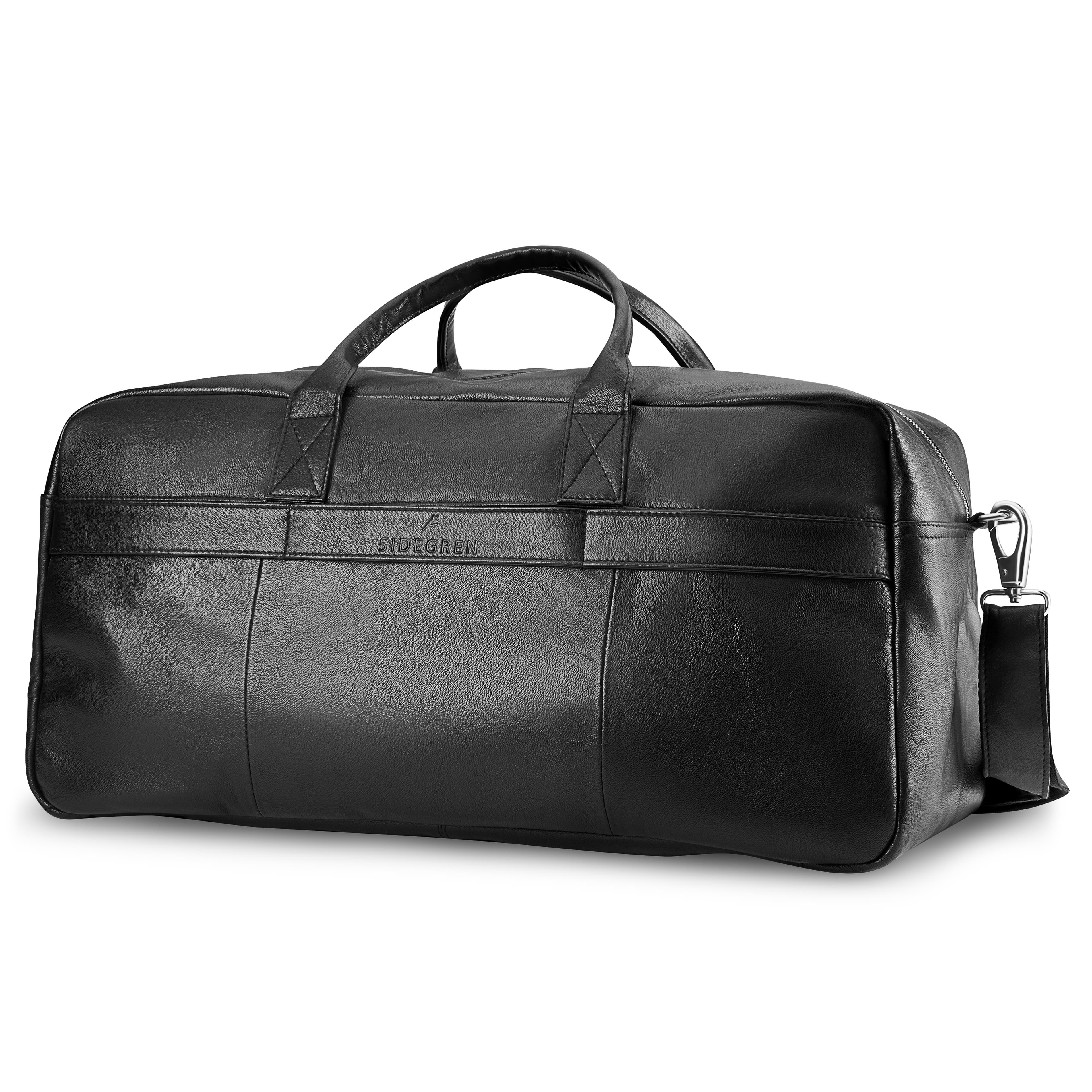 Fidei | Large Black Full Grain Goat Leather Travel Bag
