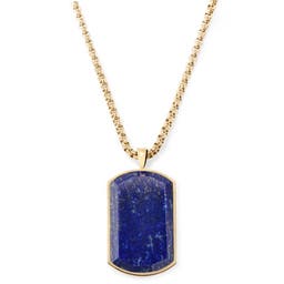 Orisun | Gold-Tone Lapis Lazuli Dog Tag Necklace