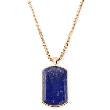 Orisun | Gold-Tone Lapis Lazuli Dog Tag Necklace