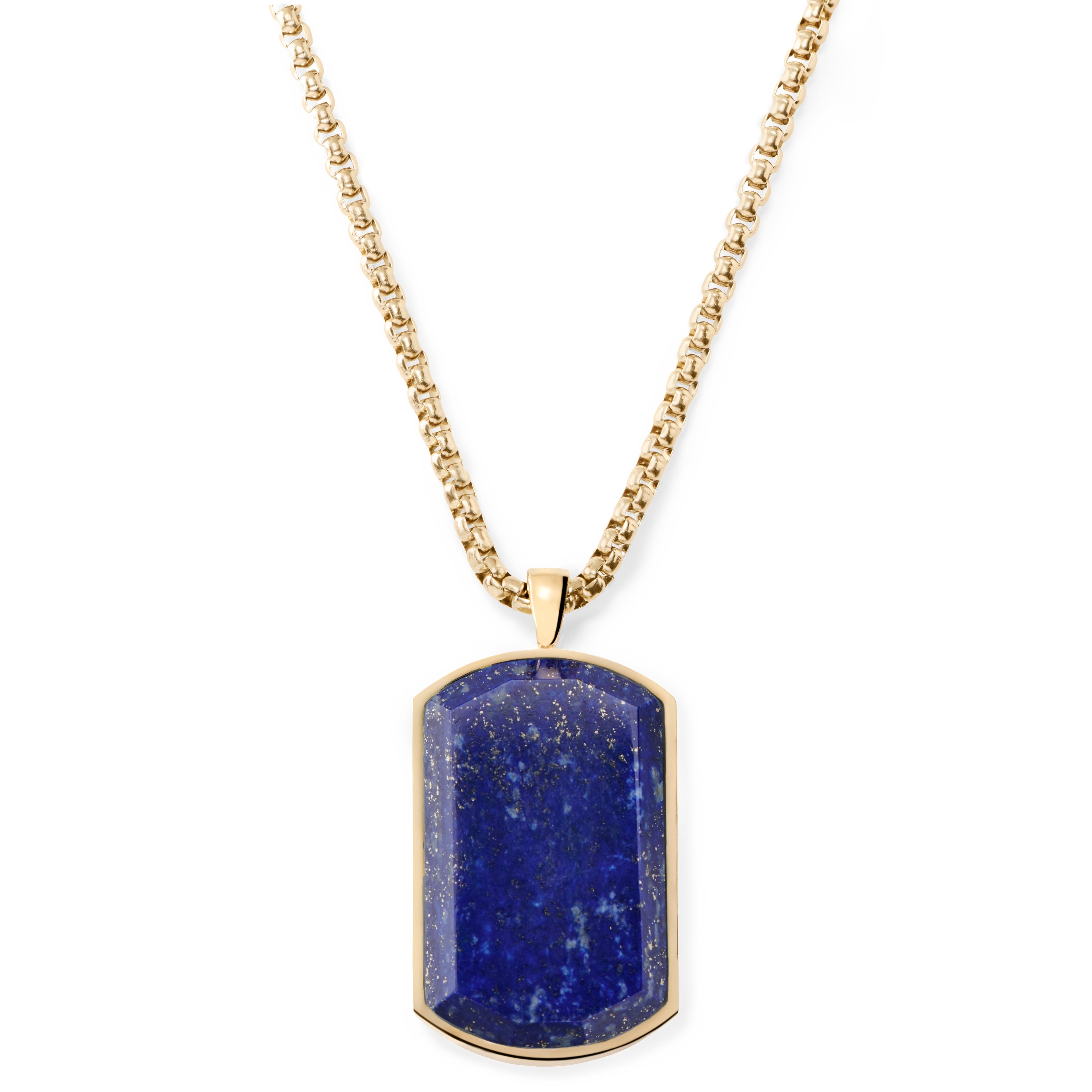 Orisun | Guldfärgat Halsband med Lapis Lazuli ID-bricka