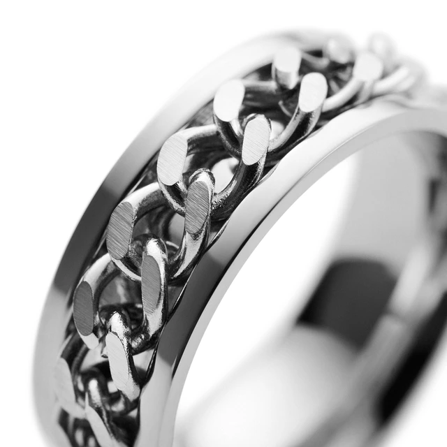 Sentio Rings Sentio | Silver-Tone Stainless Steel Curb Chain Ring | In stock! | Lucleon