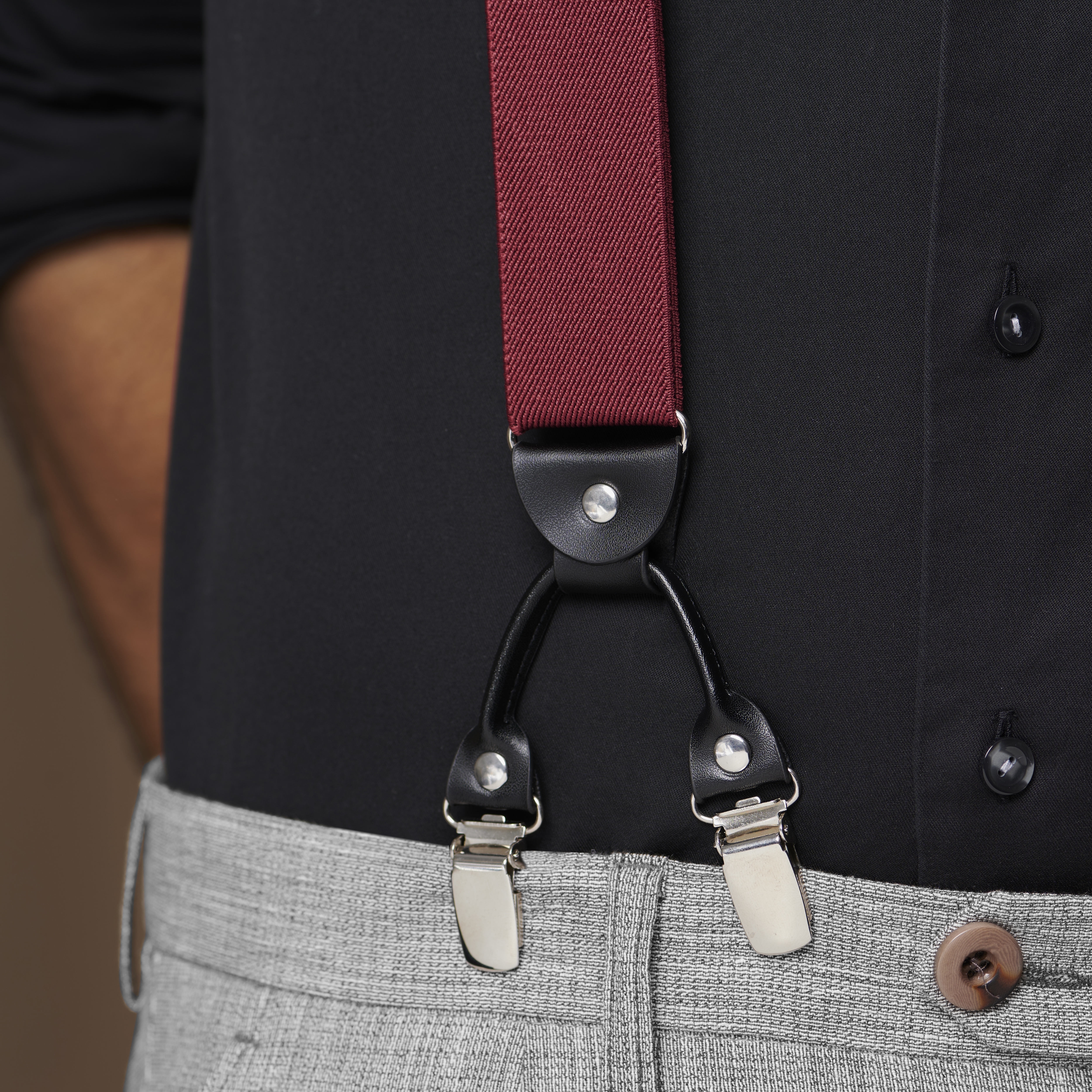 Široke bordo naramenice na gumbe - 4