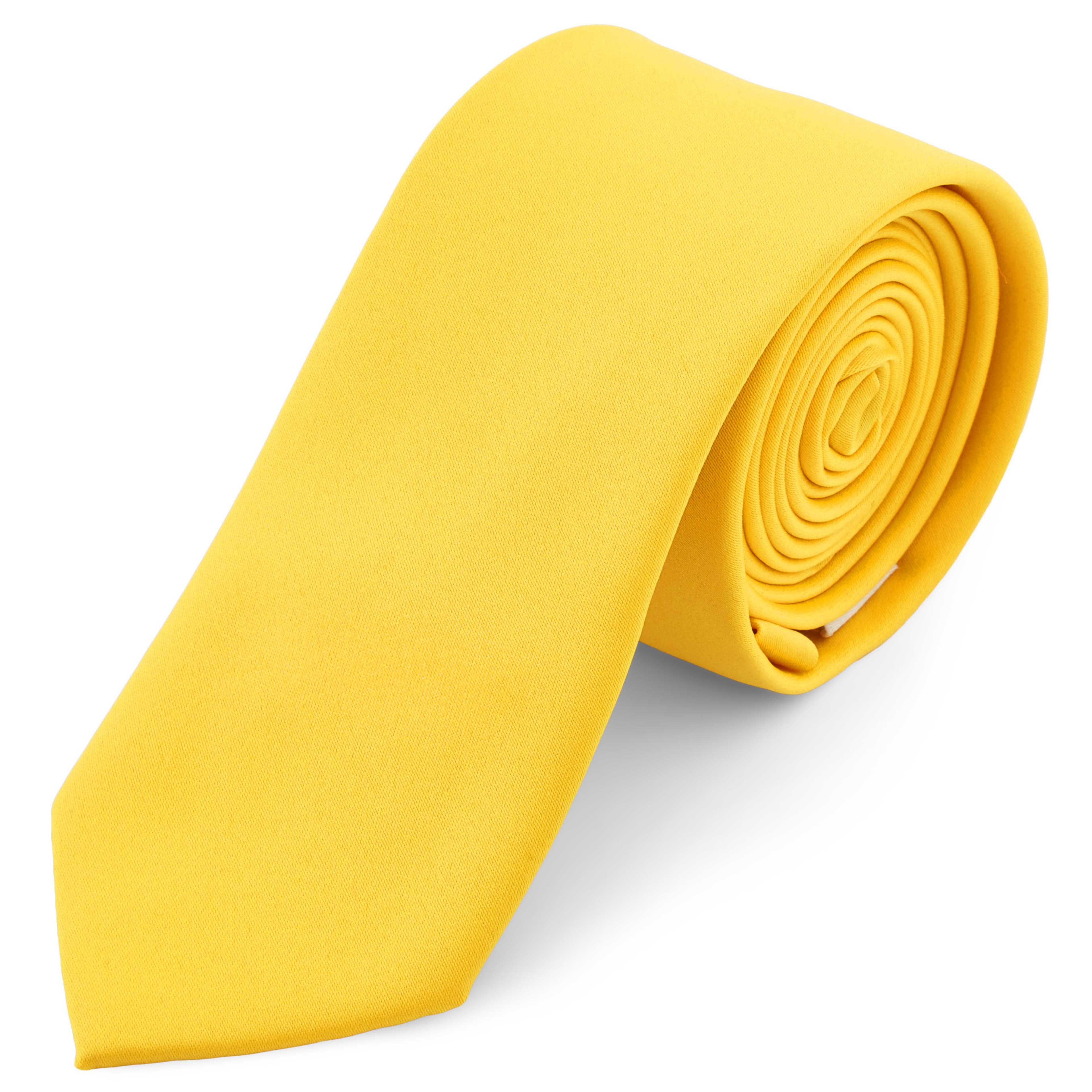 Едноцветна яркожълта вратовръзка 6 см
