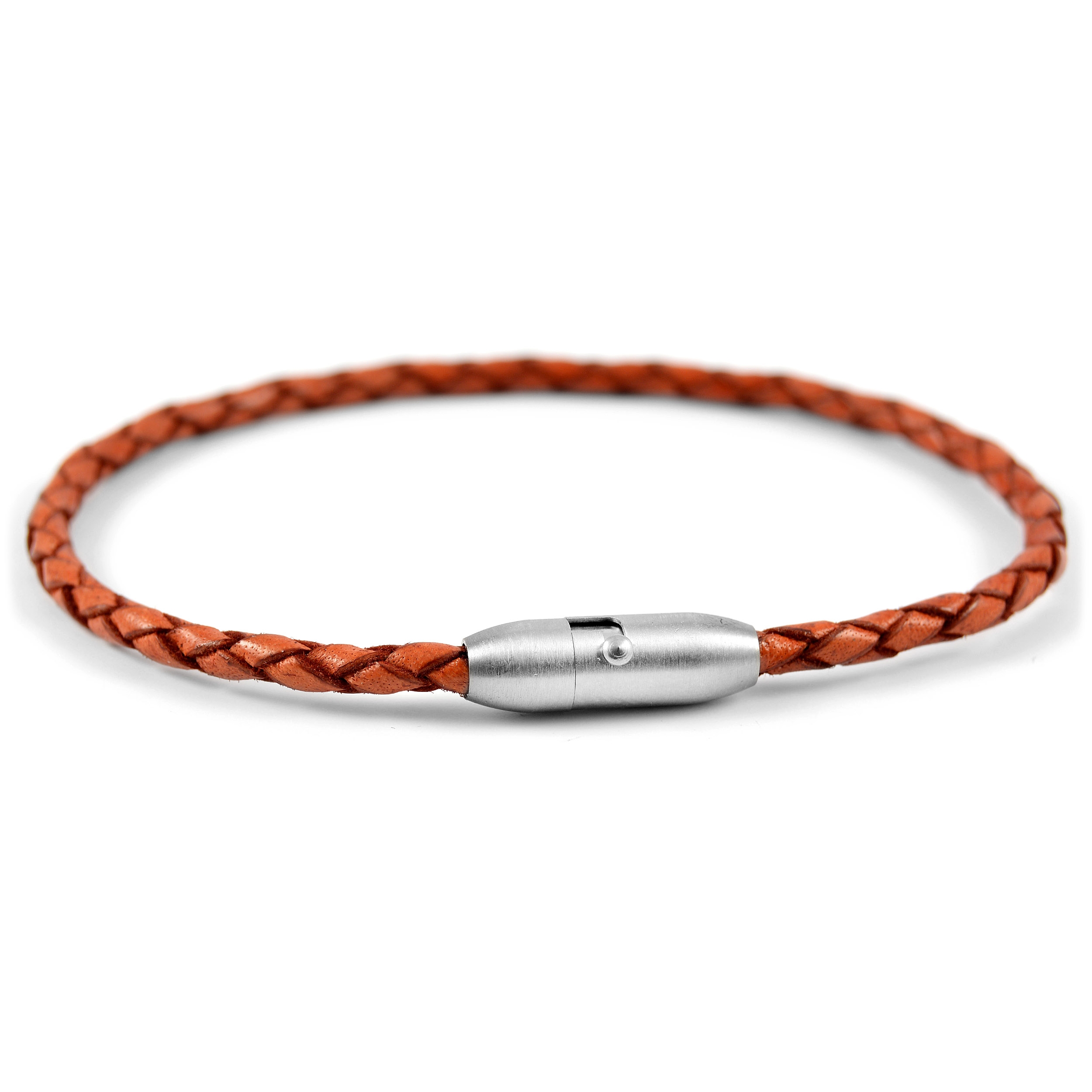 Tynt Brunt Boloflettet Lærarmbånd - 2