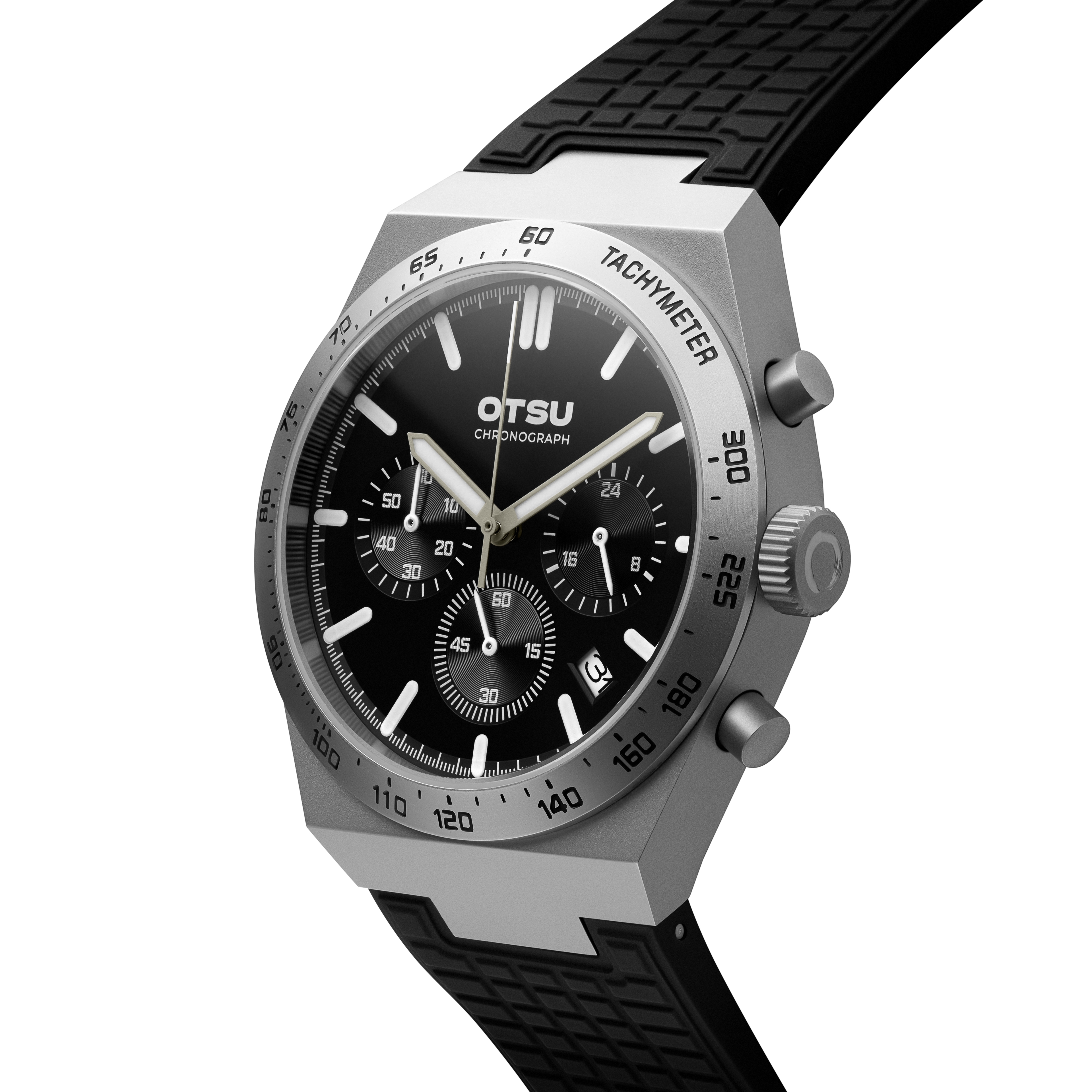 Heron | Montre chronographe en acier inoxydable argenté et noir - 3