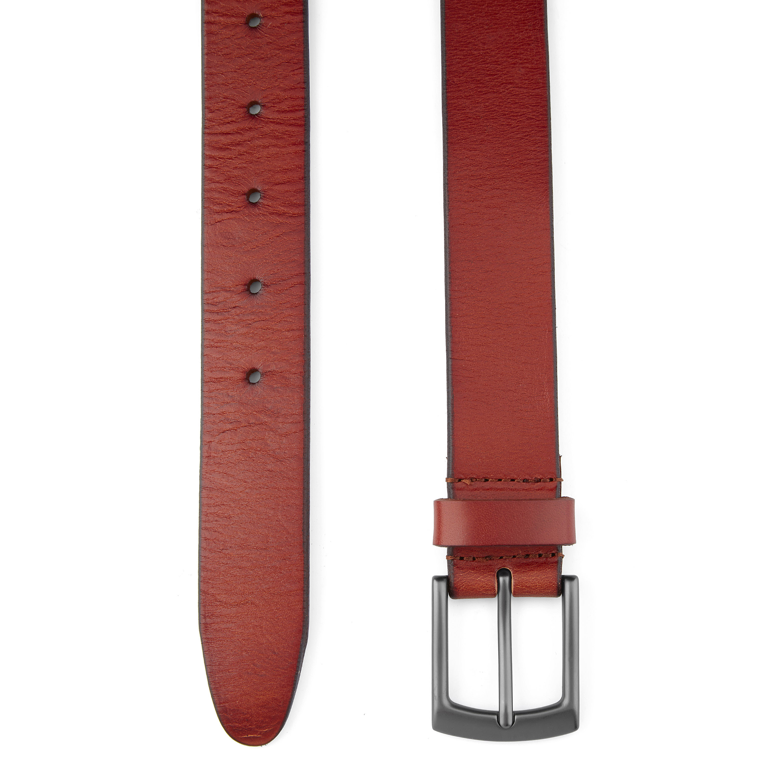 Brązowo-szary klasyczny skórzany pasek - 2