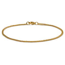 2mm Gold-Tone Stainless Steel Curb Chain Bracelet