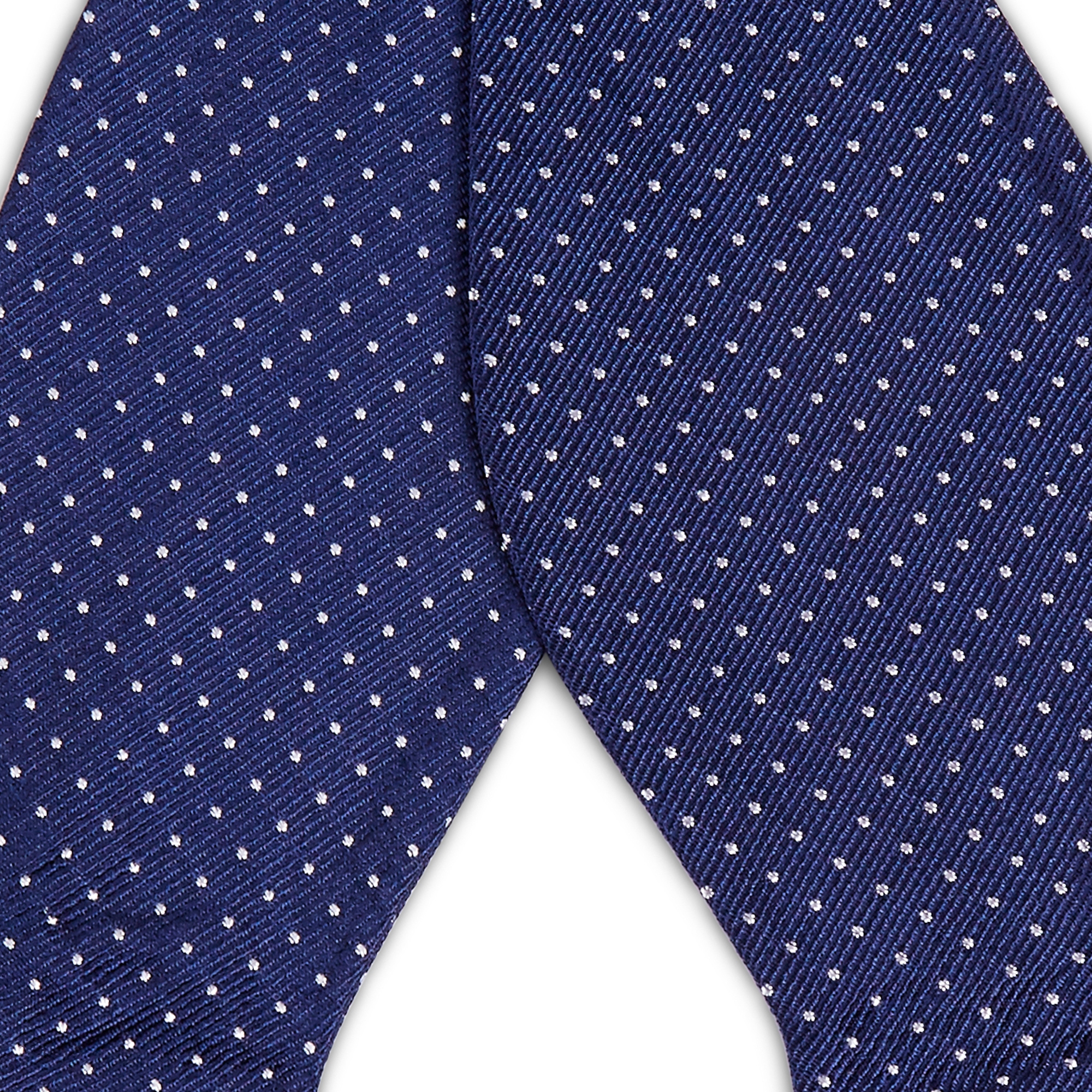 Noeud papillon en soie bleu marine à pois blancs - 2