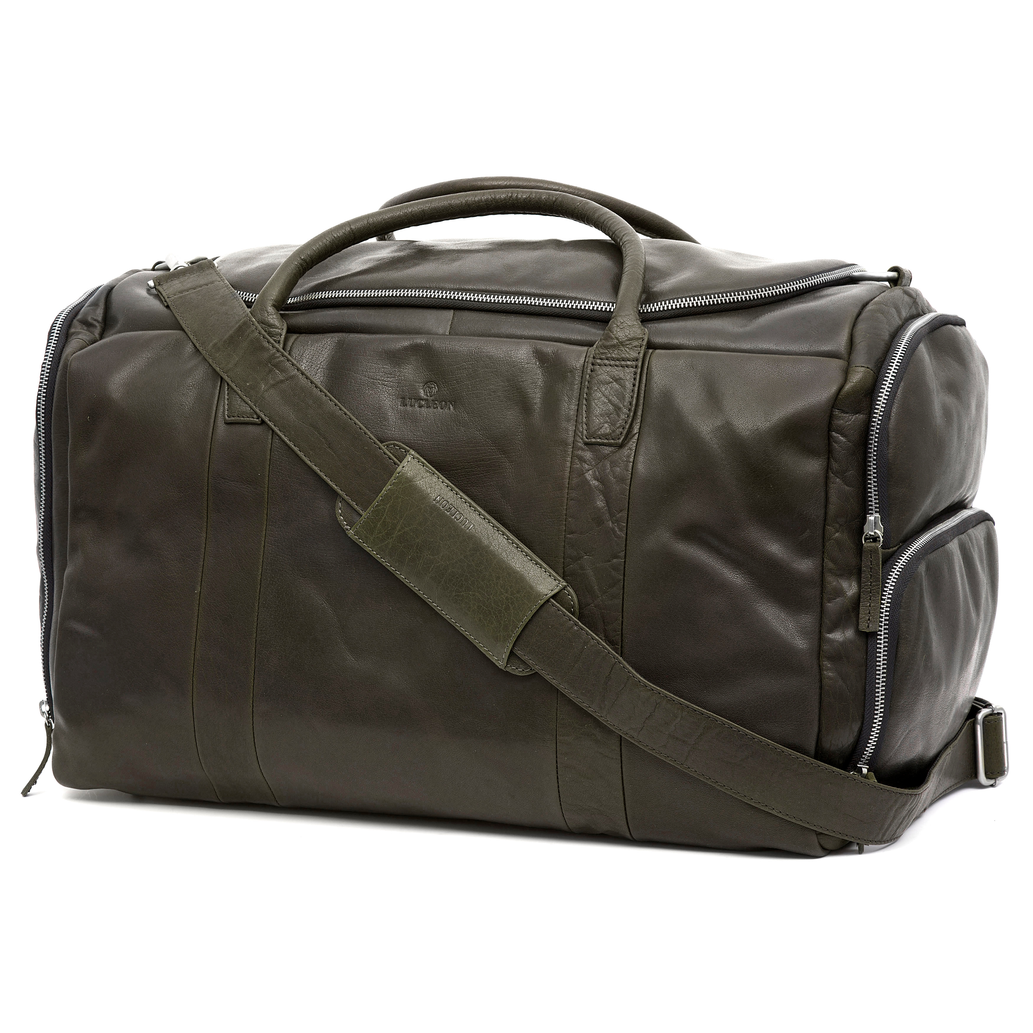 Montreal Large Olive Leather Duffel Bag - 3