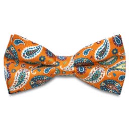 Virtuo | Tangerine Paisley Silk Pre-tied Bow Tie
