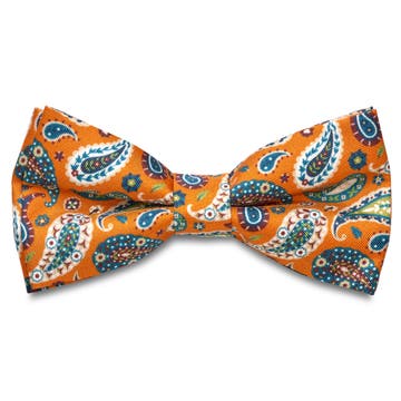 Virtuo | Nœud papillon pré-noué en soie à motifs cachemire mandarine Virtuo | Nœud papillon pré-noué en soie à motifs cachemire mandarine