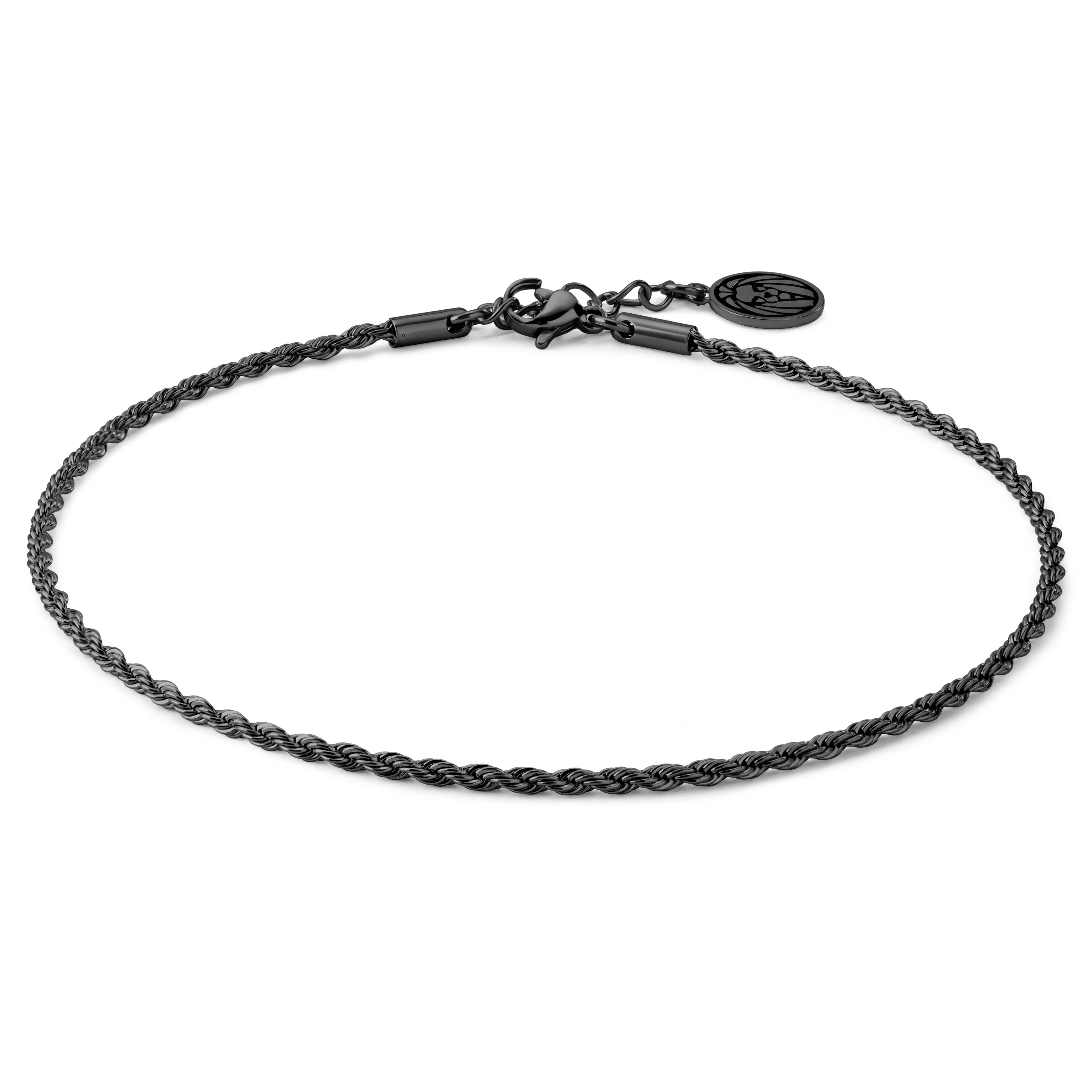 Black Stainless Steel Rope Chain Men's Anklet Black Stainless Steel Rope Chain Men's Anklet