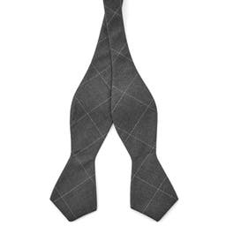 Graphite Chequered Cotton Self-Tie Bow Tie