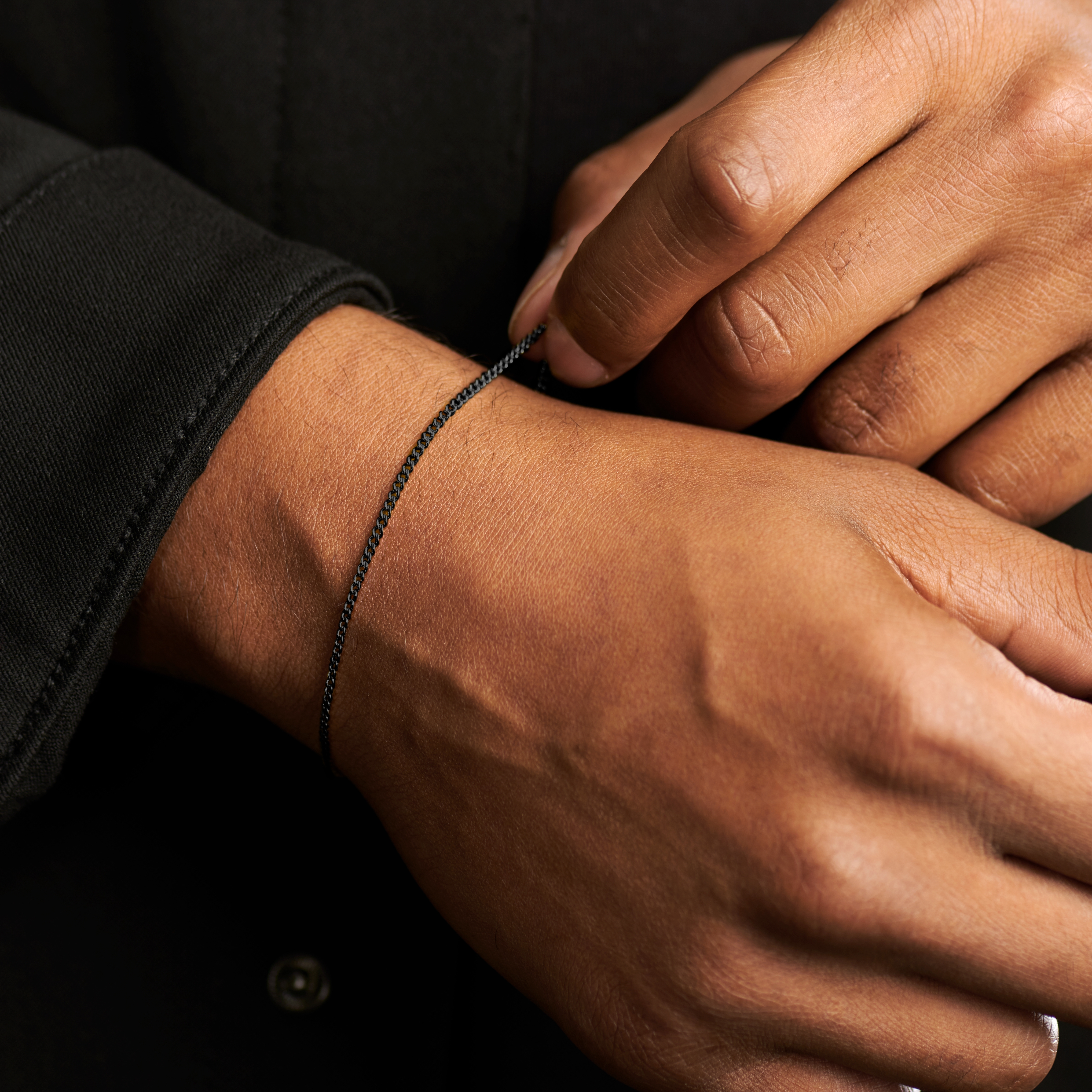 2mm Black Stainless Steel Curb Chain Bracelet - 3