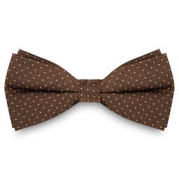 Dark Brown Polka Dot Silk Pre-Tied Bow Tie