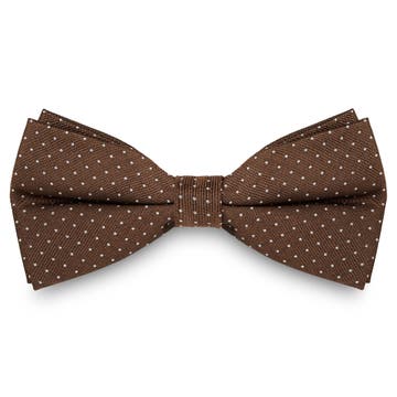 Papillon marrone in seta con fantasia a pois Papillon marrone in seta con fantasia a pois