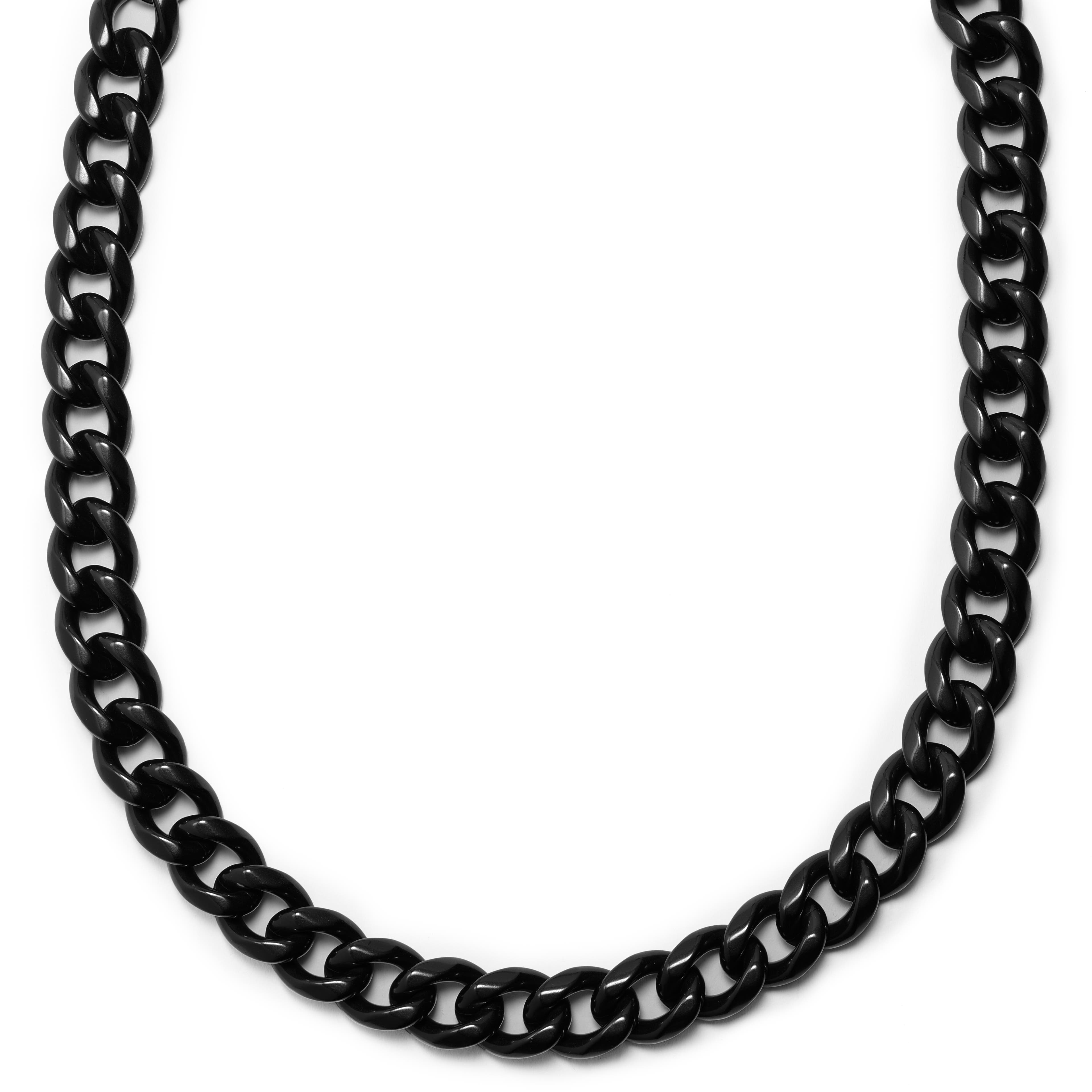 18 mm Black Stainless Steel Cuban Chain Necklace