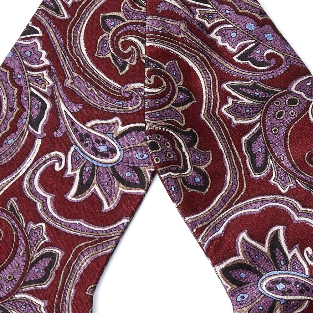 hover: Red & Lavender Baroque Silk Self-Tie Bow Tie hover: Red & Lavender Baroque Silk Self-Tie Bow Tie