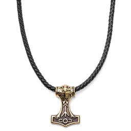 Goldfarbene & Schwarze Keltische Leder Halskette Wendbar