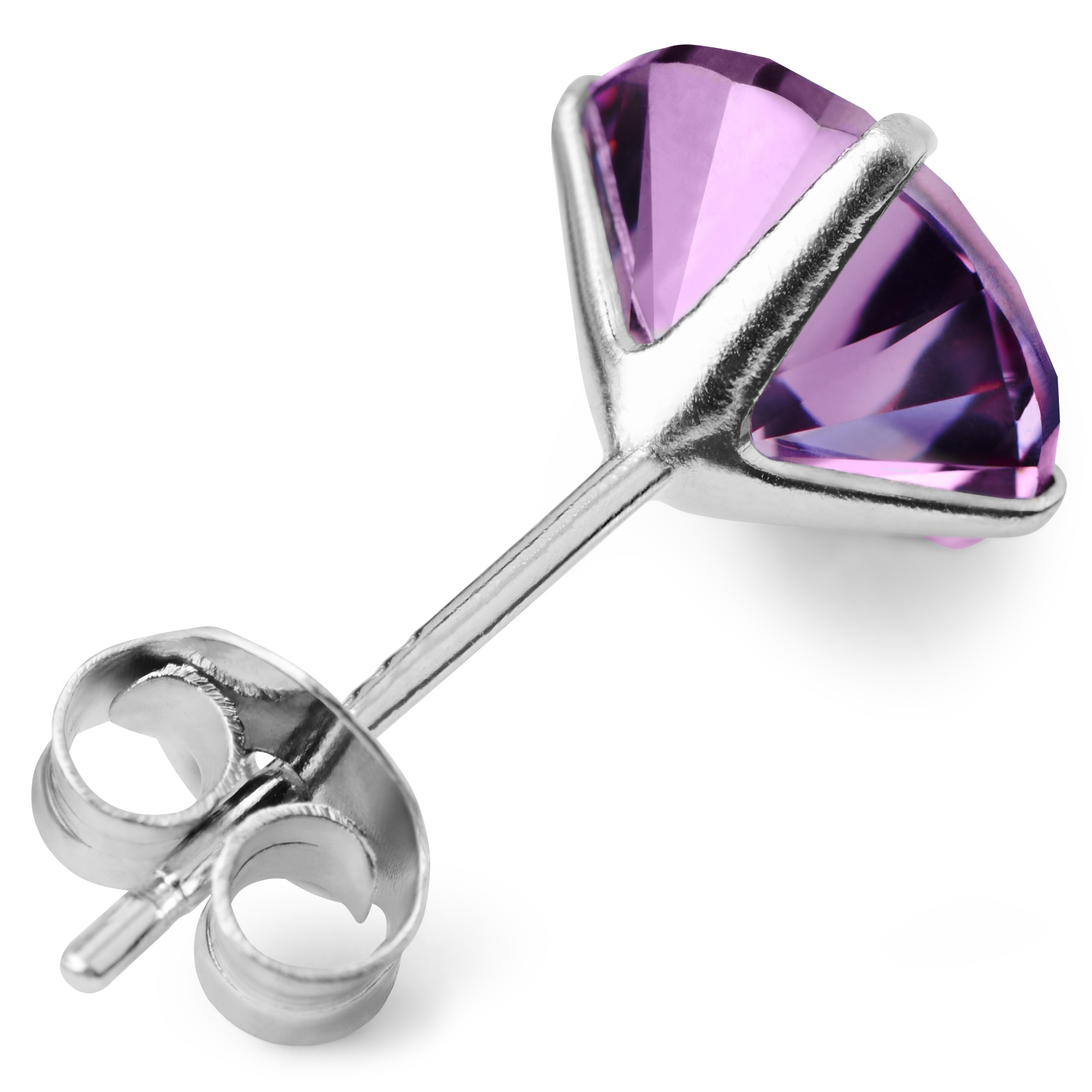 Hell-Lila 8 mm Zirkonia Ohrring - 2