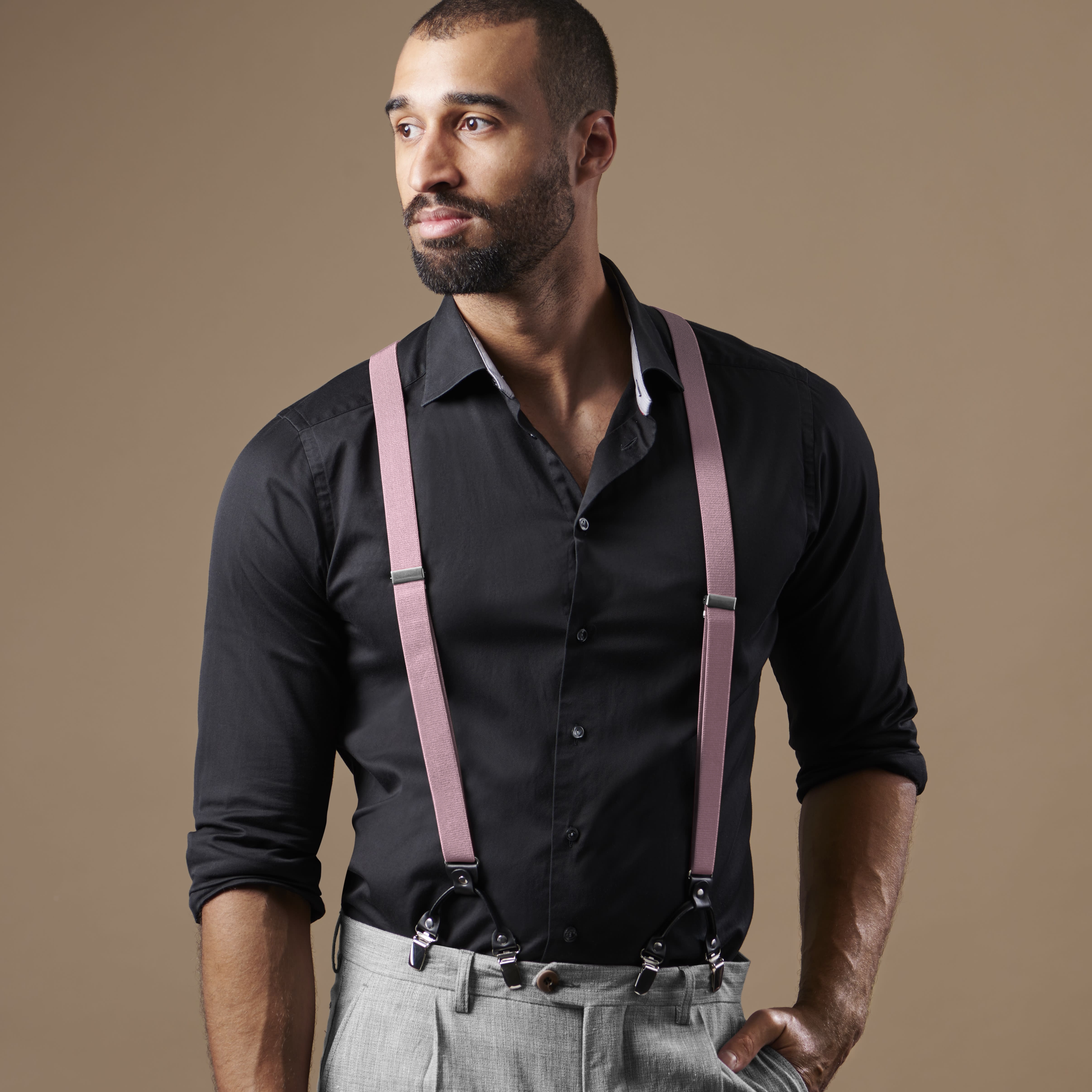 Тесни розови тиранти с клипс - 6