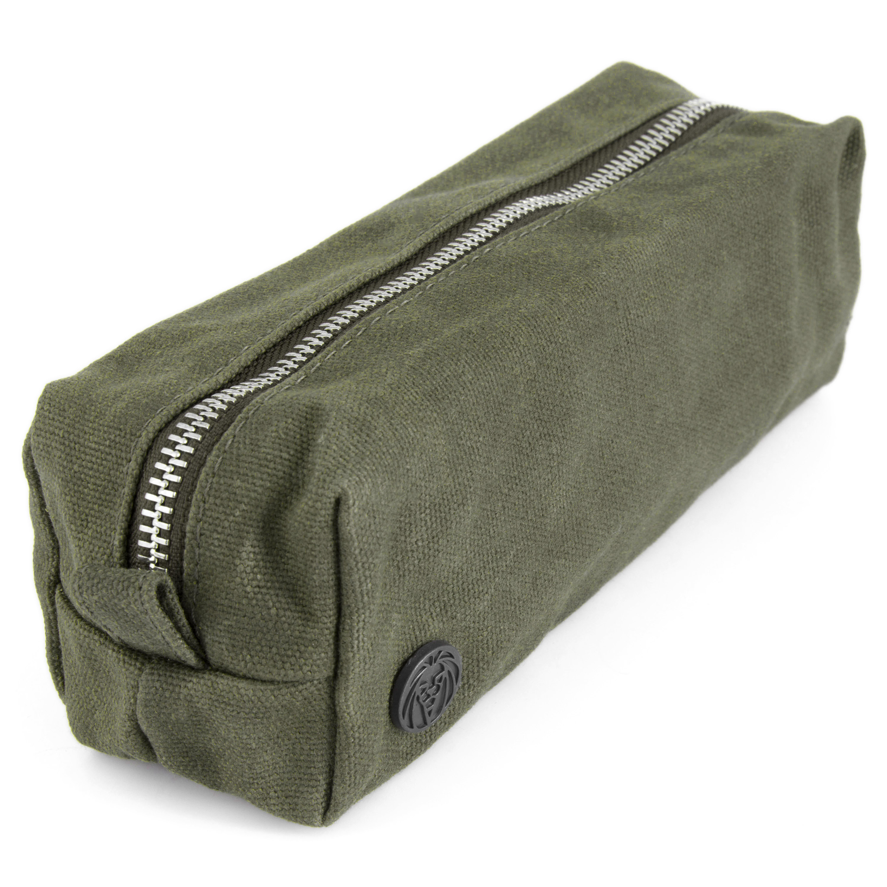 Malá, olivově zelená toaletní taška z voskovaného plátna - 4